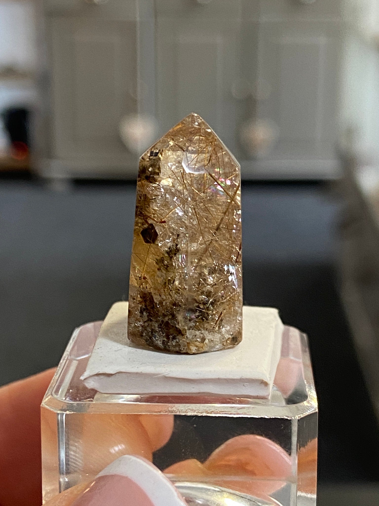 Madagascan Quartz Tower – Golden Rutile with Actinolite