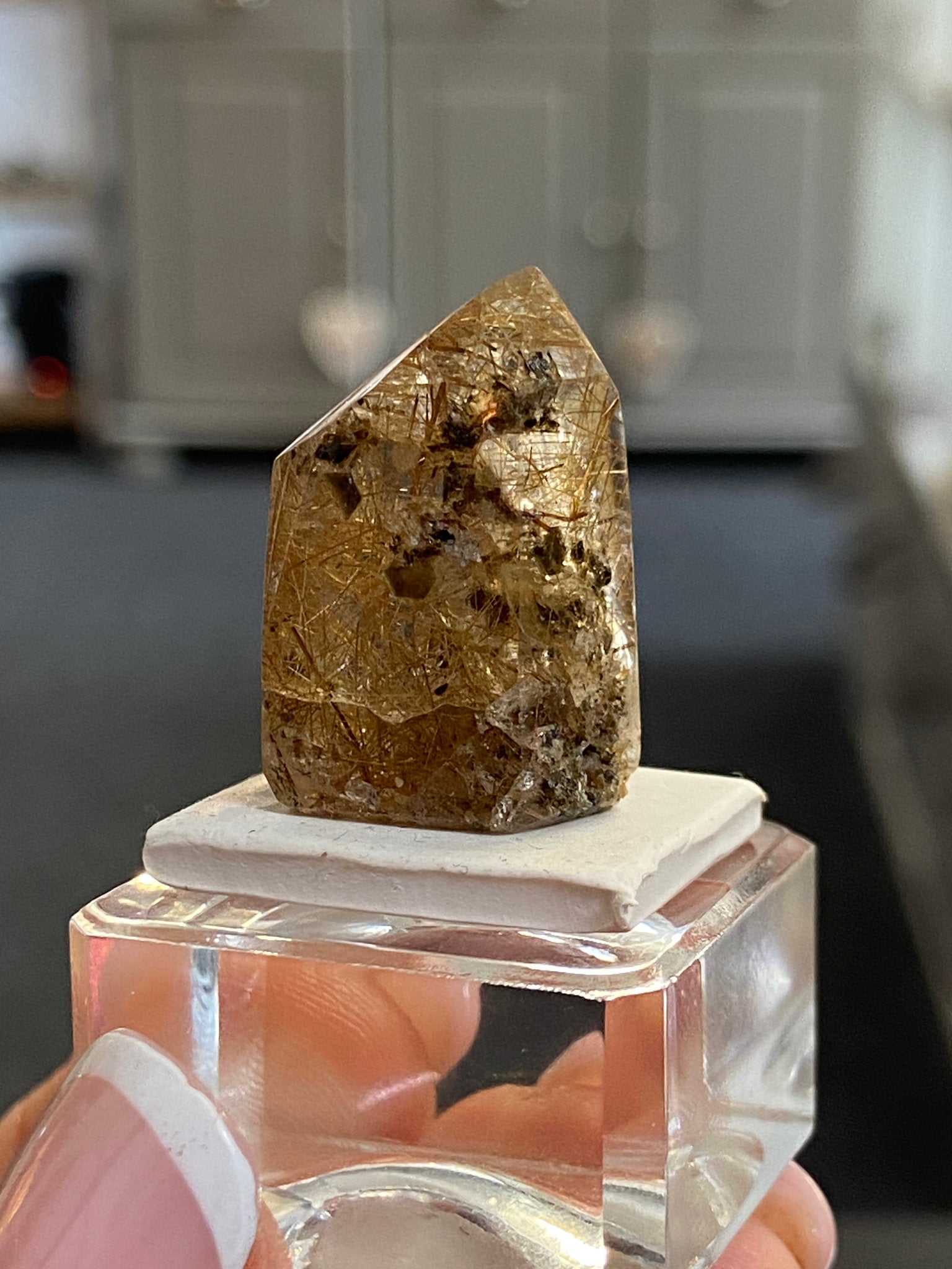 Madagascan Quartz Tower – Golden Rutile with Actinolite