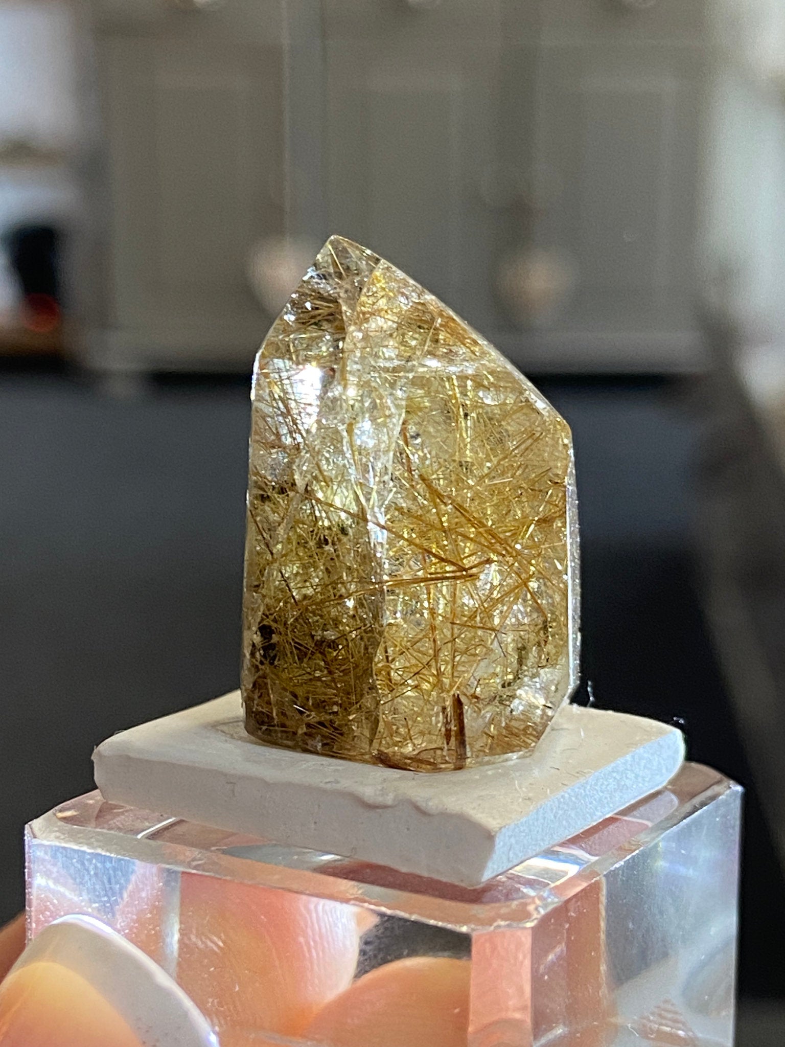 Madagascan Quartz Tower – Golden Rutile with Actinolite