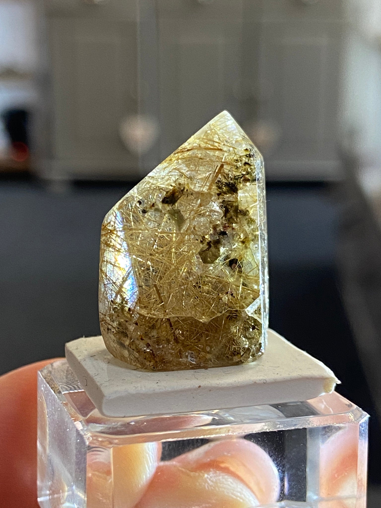 Madagascan Quartz Tower – Golden Rutile with Actinolite