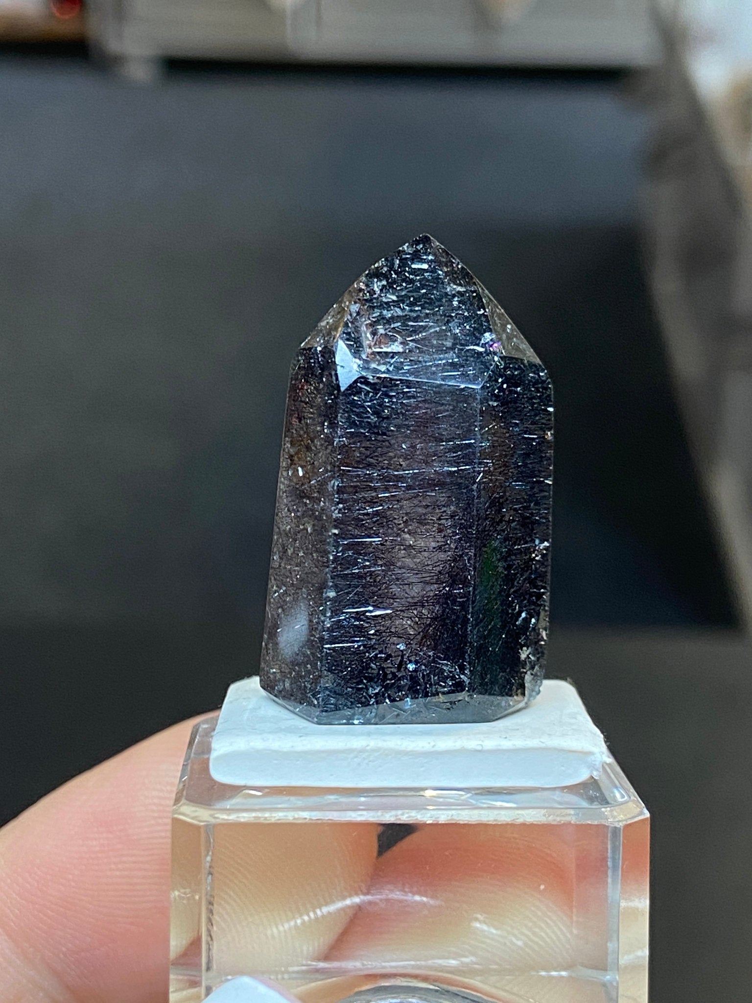 Madagascan Quartz Tower – Black Amethyst with Hematite & Lepidocrocite