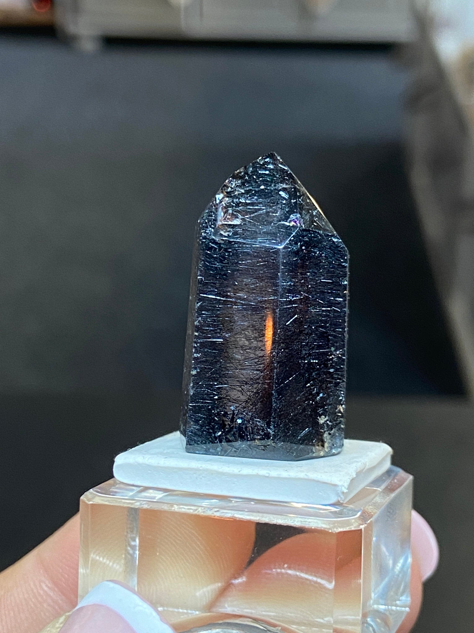 Madagascan Quartz Tower – Black Amethyst with Hematite & Lepidocrocite