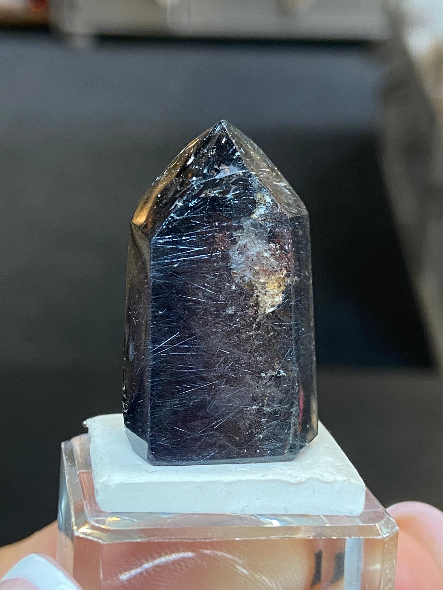 Madagascan Quartz Tower – Black Amethyst with Hematite & Lepidocrocite