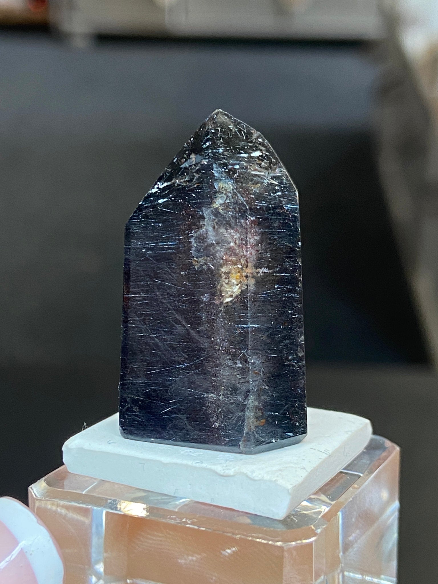 Madagascan Quartz Tower – Black Amethyst with Hematite & Lepidocrocite