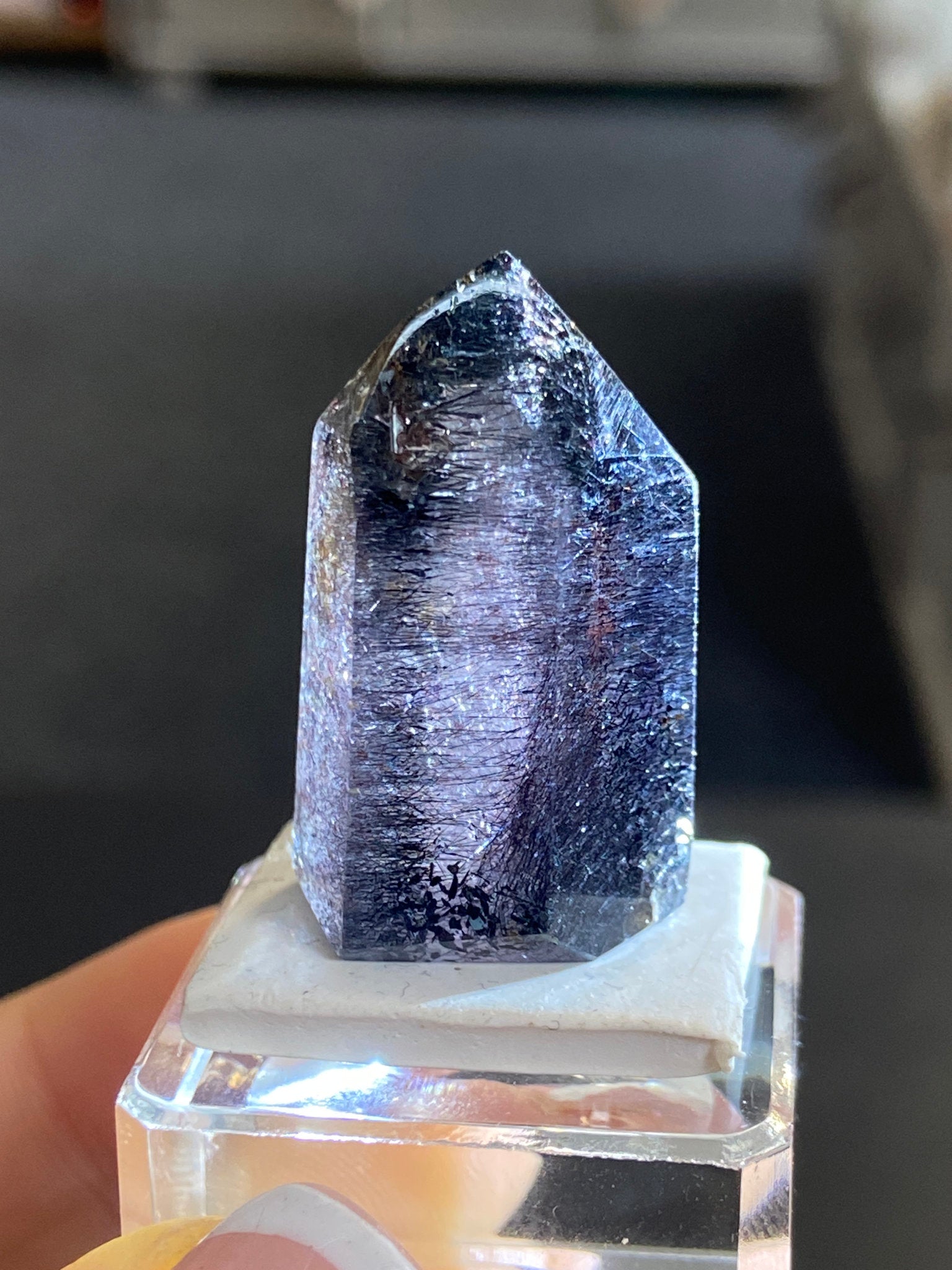 Madagascan Quartz Tower – Black Amethyst with Hematite & Lepidocrocite