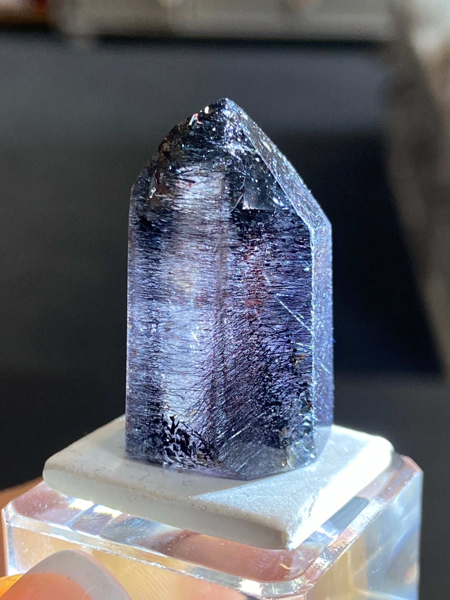 Madagascan Quartz Tower – Black Amethyst with Hematite & Lepidocrocite
