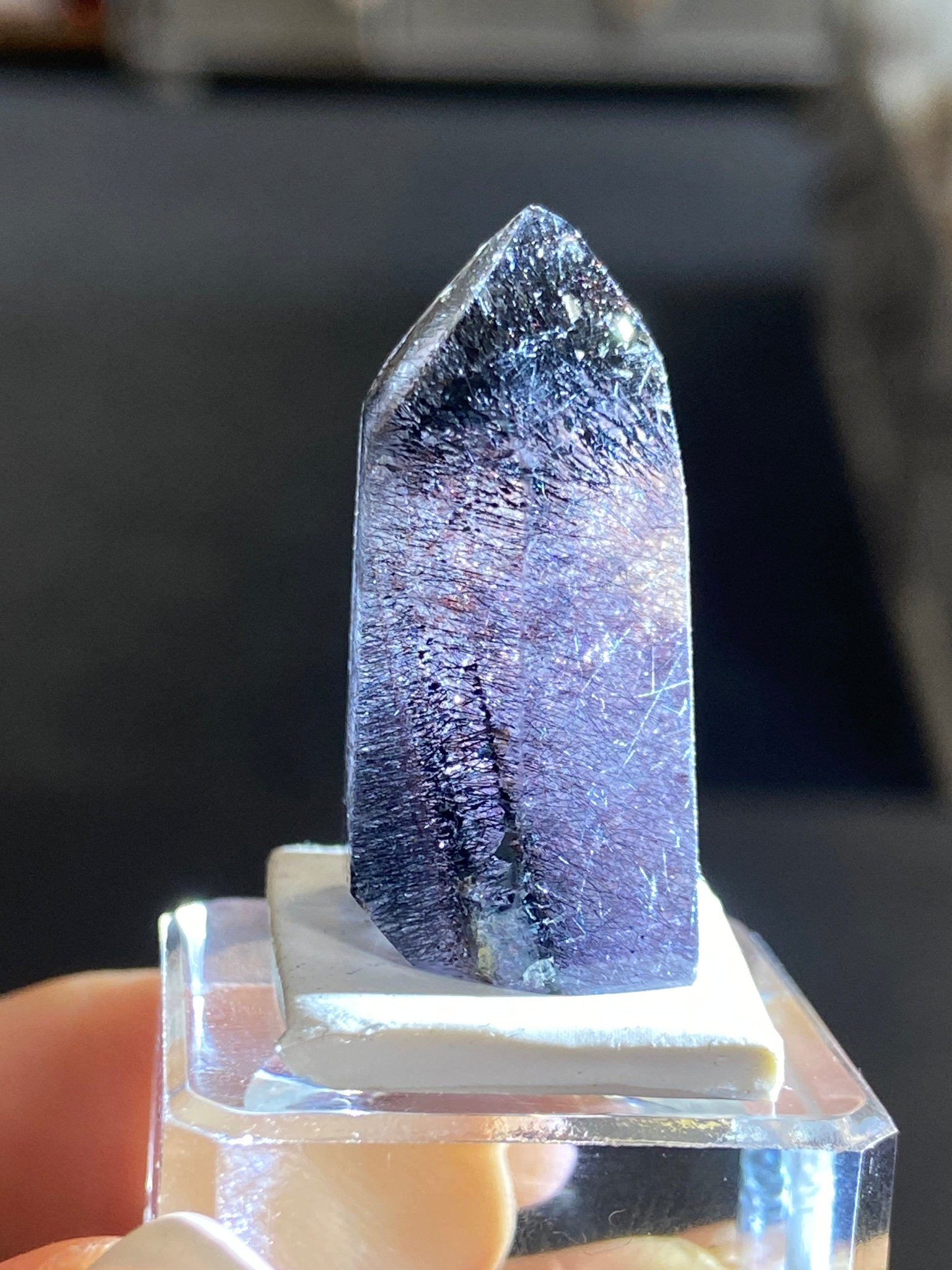 Madagascan Quartz Tower – Black Amethyst with Hematite & Lepidocrocite