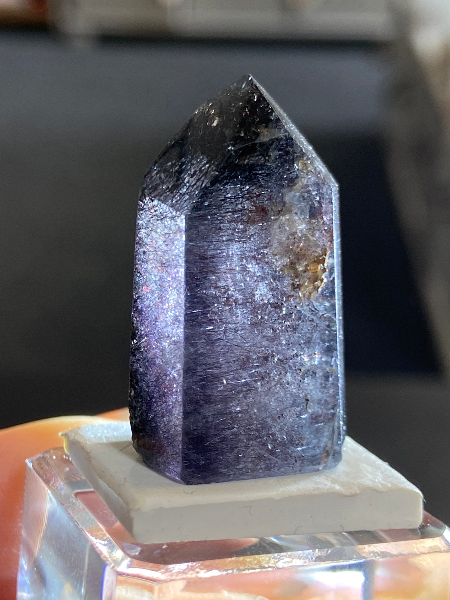 Madagascan Quartz Tower – Black Amethyst with Hematite & Lepidocrocite