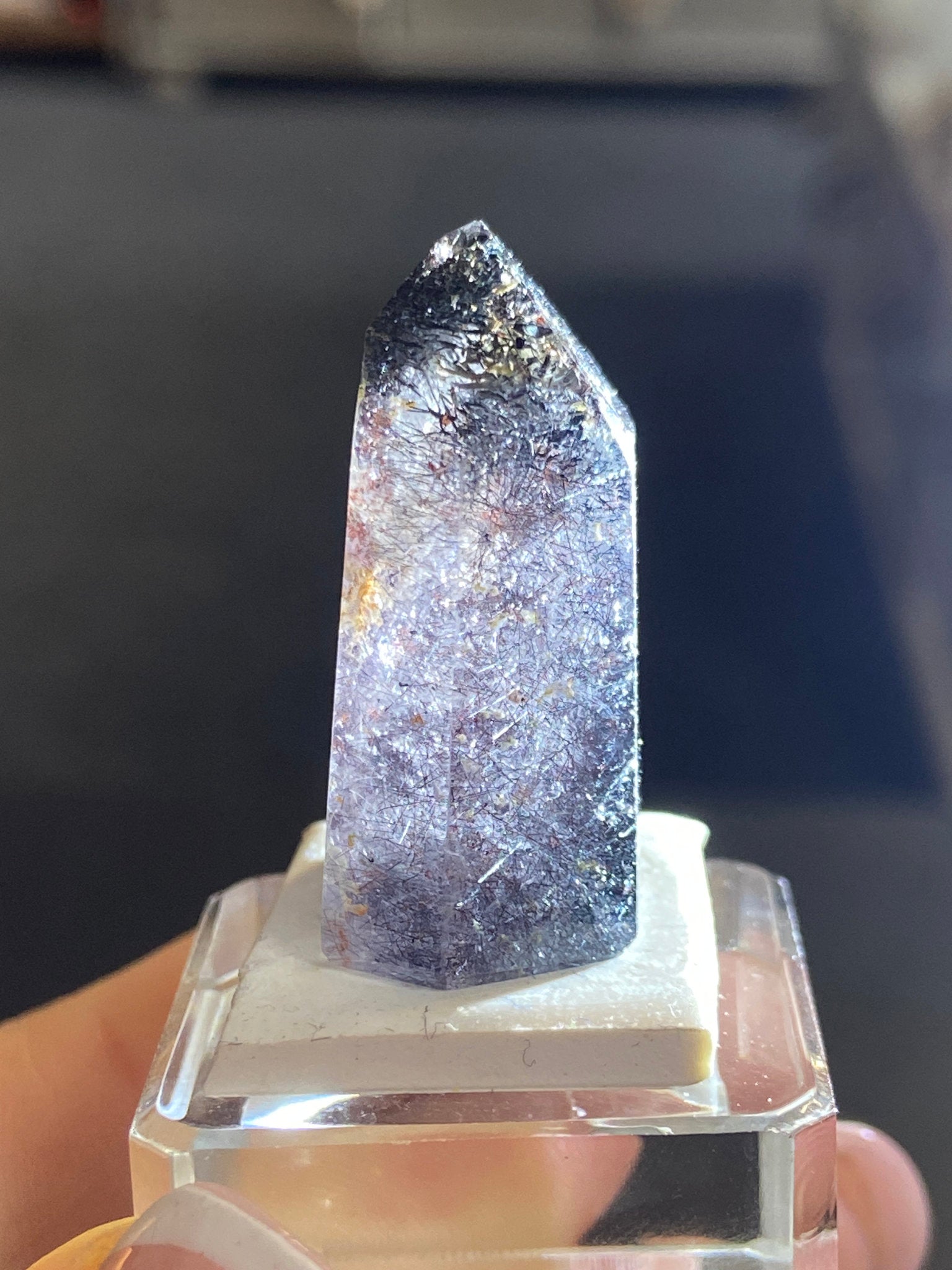 Madagascan Quartz Tower – Black Amethyst with Hematite & Lepidocrocite
