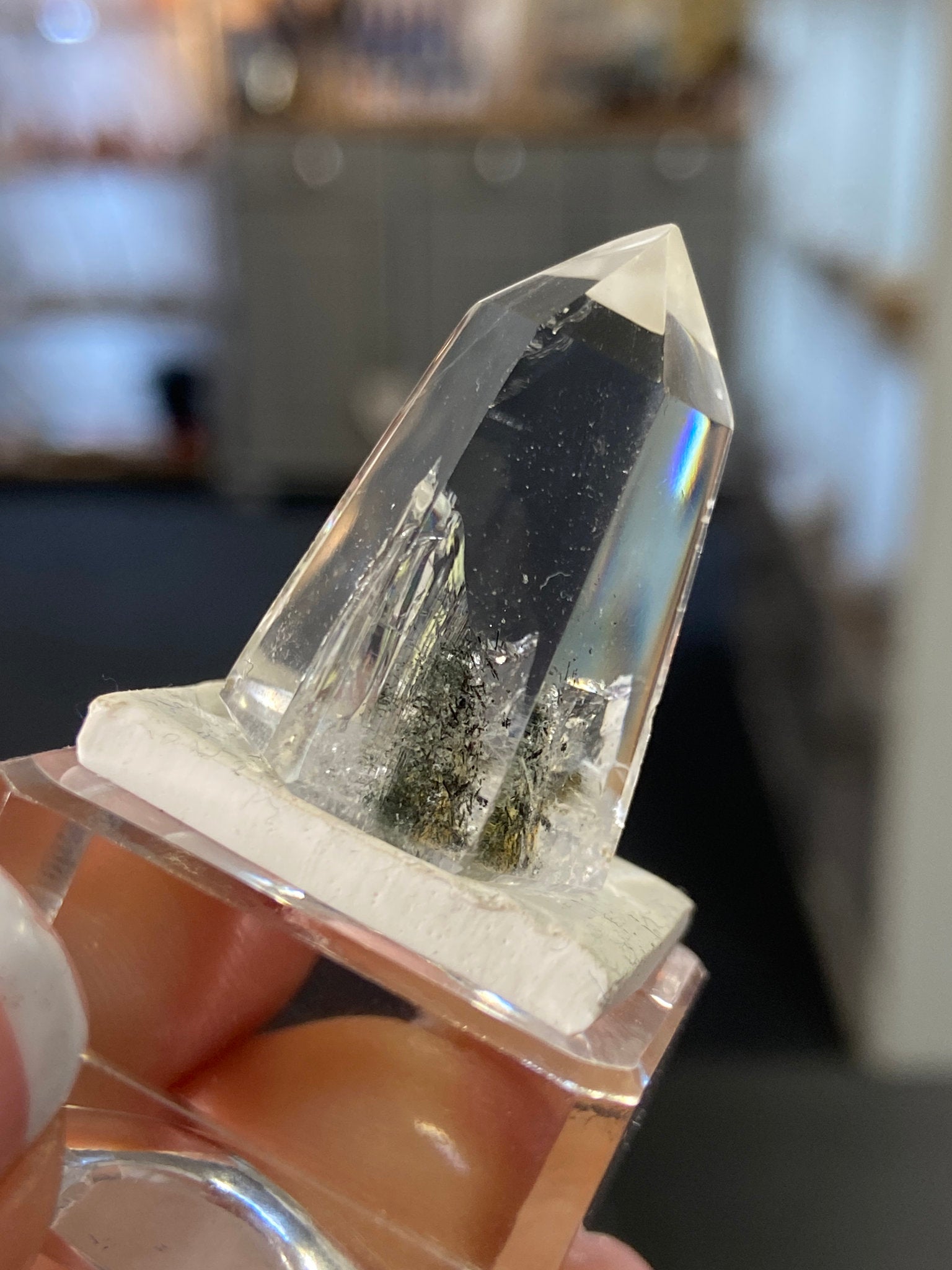 Madagascan Quartz Tower – Rainbow Chlorite & Hematite