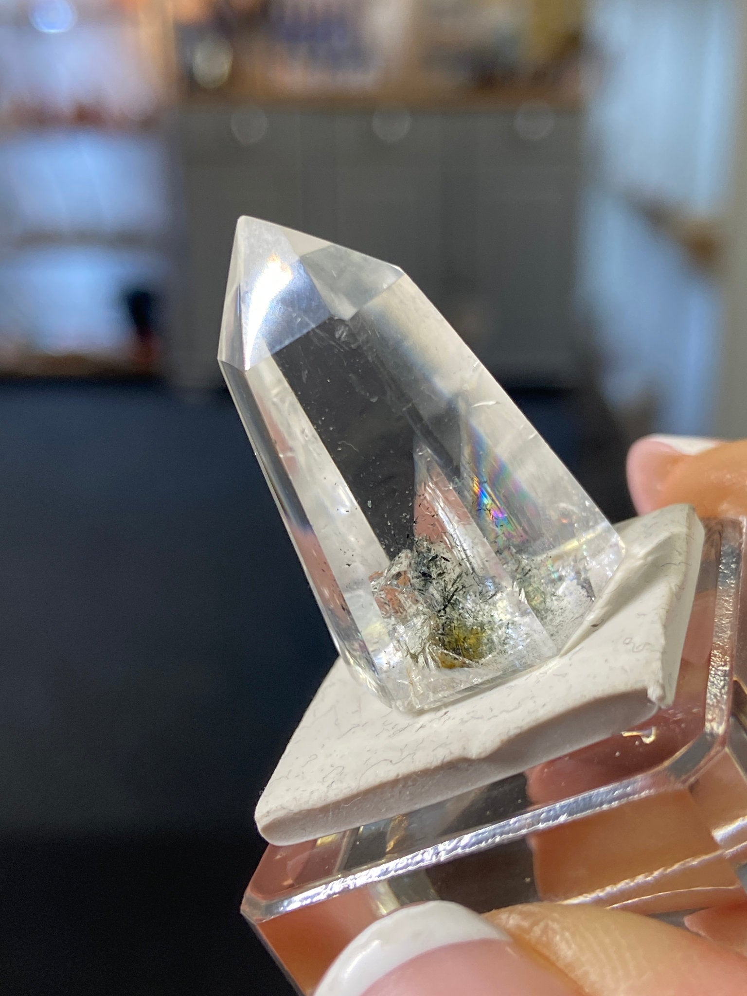 Madagascan Quartz Tower – Rainbow Chlorite & Hematite
