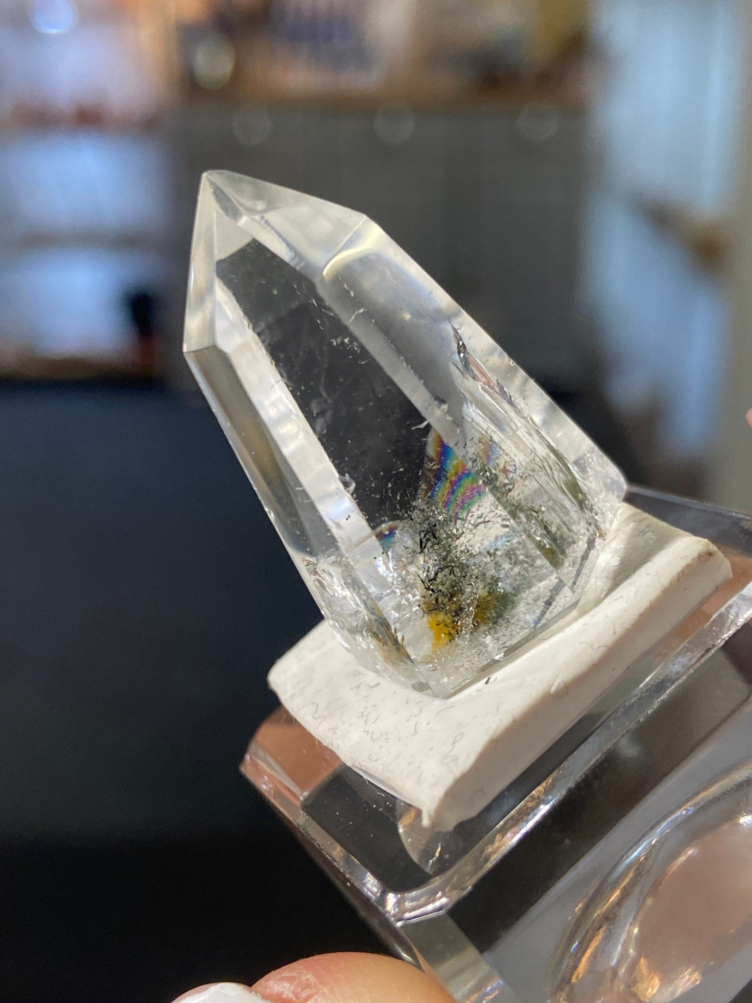 Madagascan Quartz Tower – Rainbow Chlorite & Hematite
