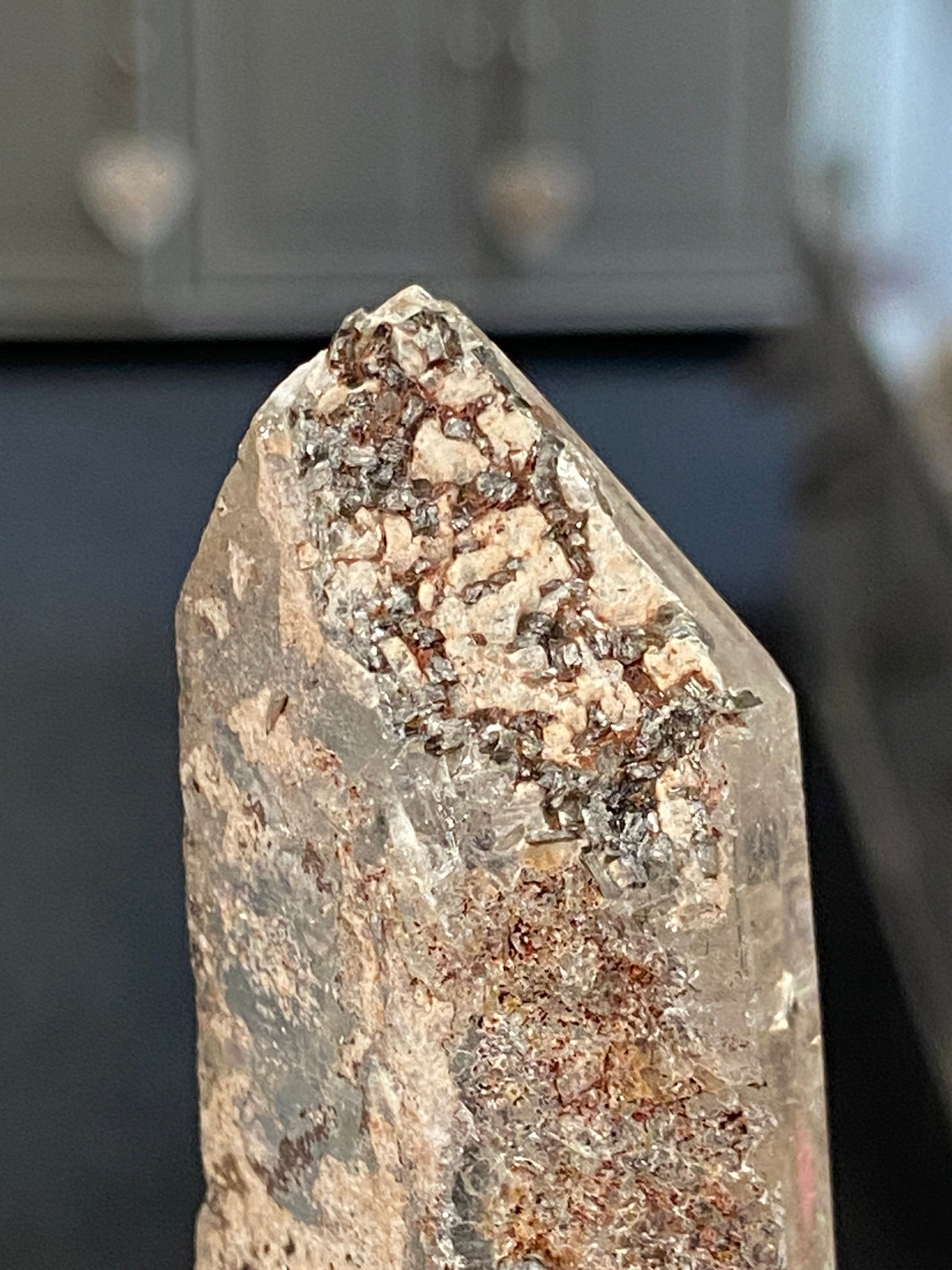 Madagascan Quartz Tower – Hematite & Mica (Part Polished)