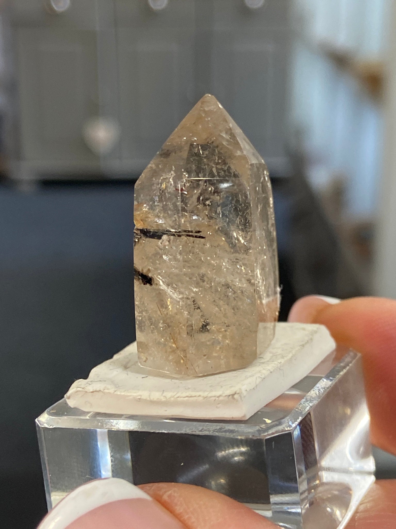 Madagascan Quartz Tower – Smoky with Green Tourmaline