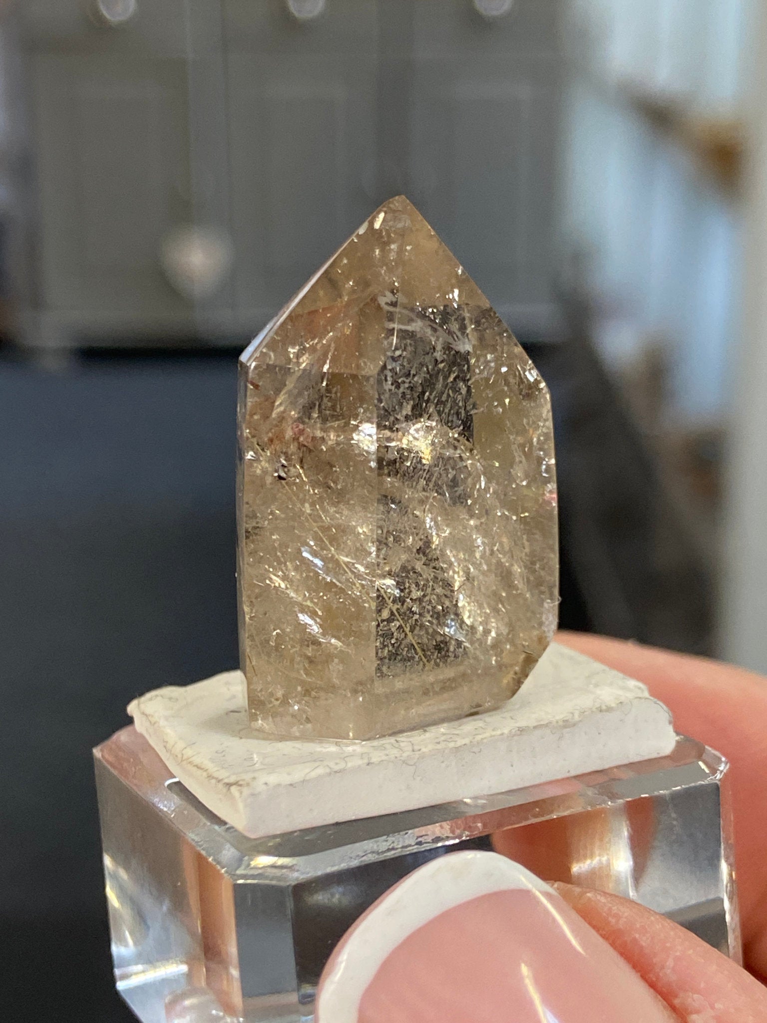 Madagascan Quartz Tower – Smoky with Green Tourmaline