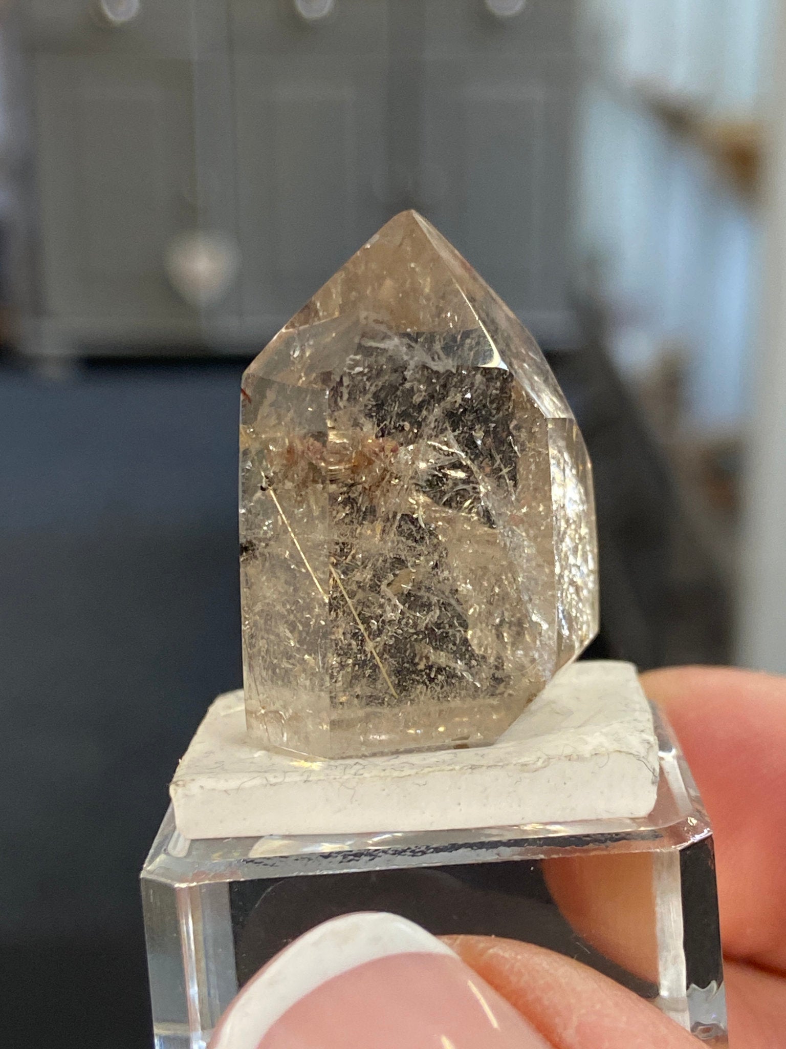Madagascan Quartz Tower – Smoky with Green Tourmaline