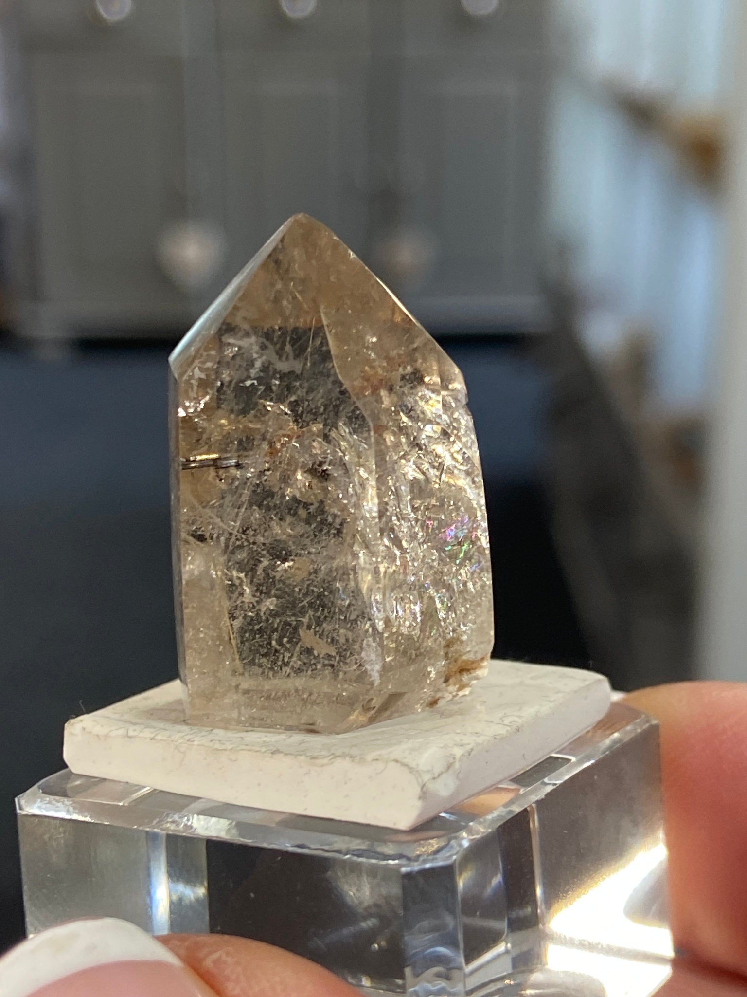 Madagascan Quartz Tower – Smoky with Green Tourmaline