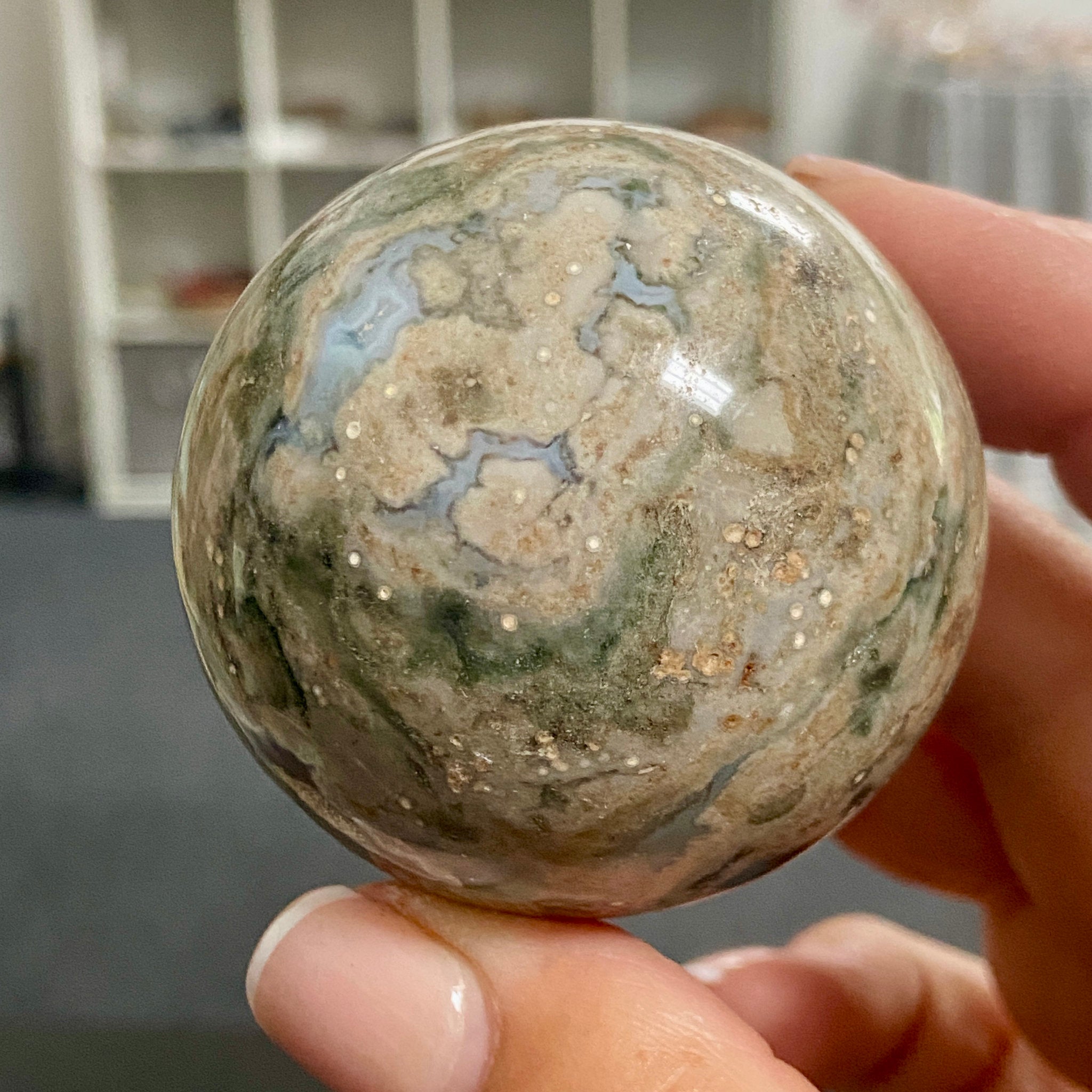 Vein 2 Ocean Jasper Sphere - Madagascar