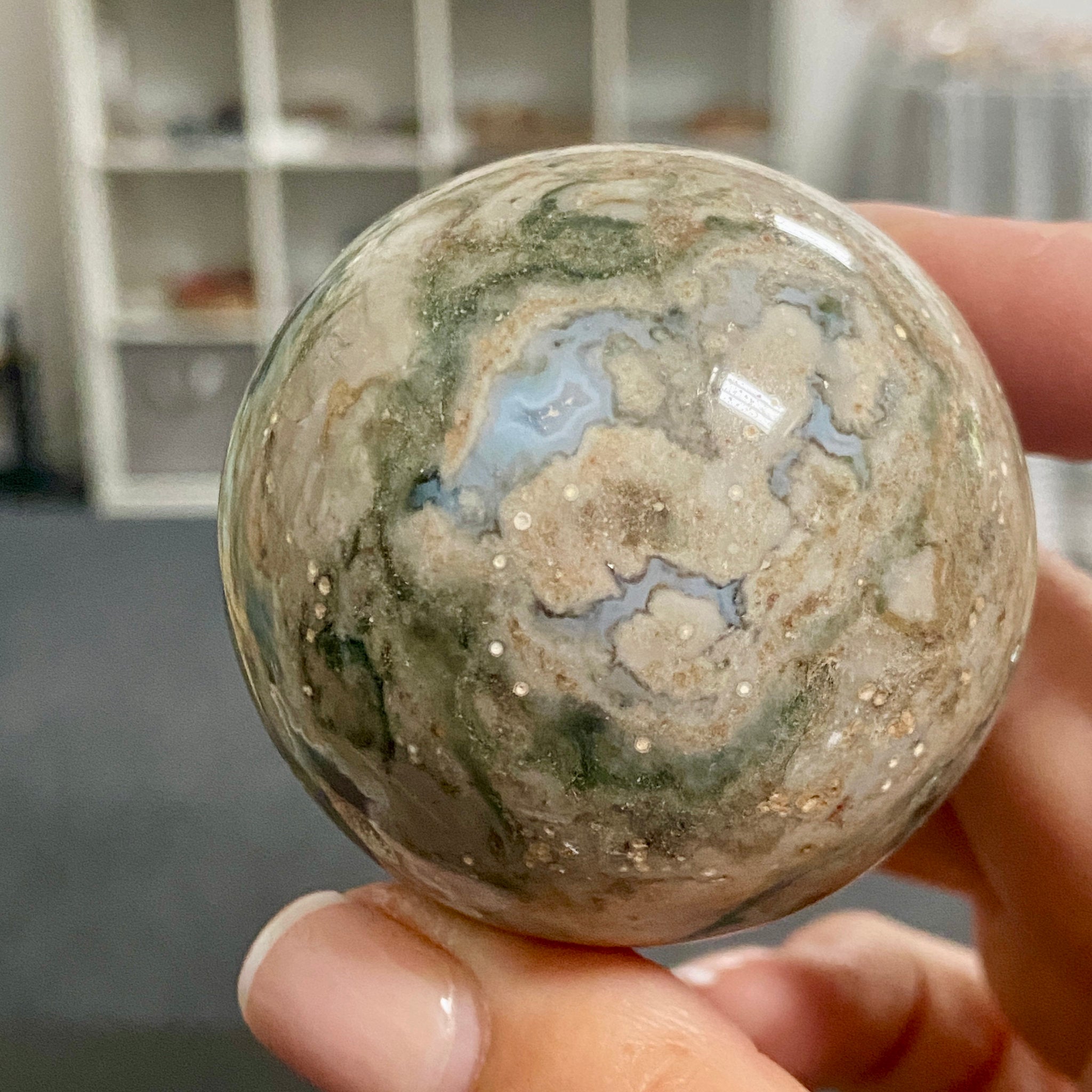 Vein 2 Ocean Jasper Sphere - Madagascar