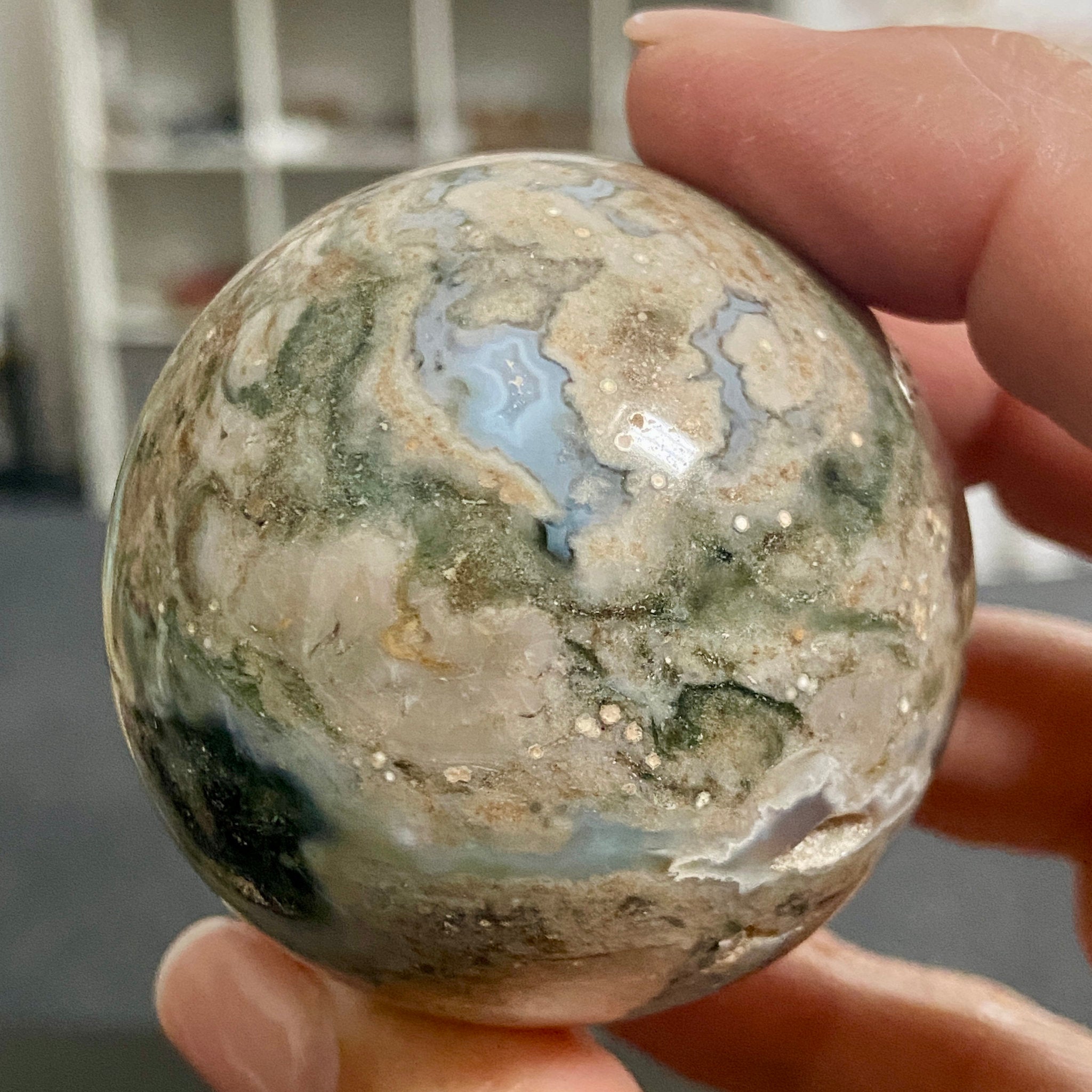 Vein 2 Ocean Jasper Sphere - Madagascar