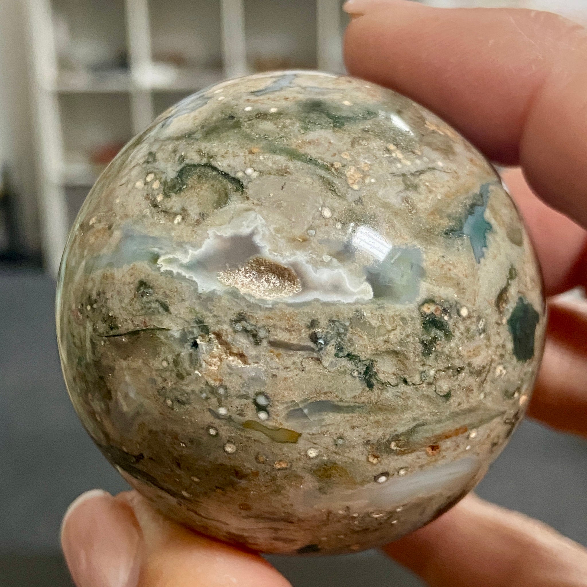 Vein 2 Ocean Jasper Sphere - Madagascar