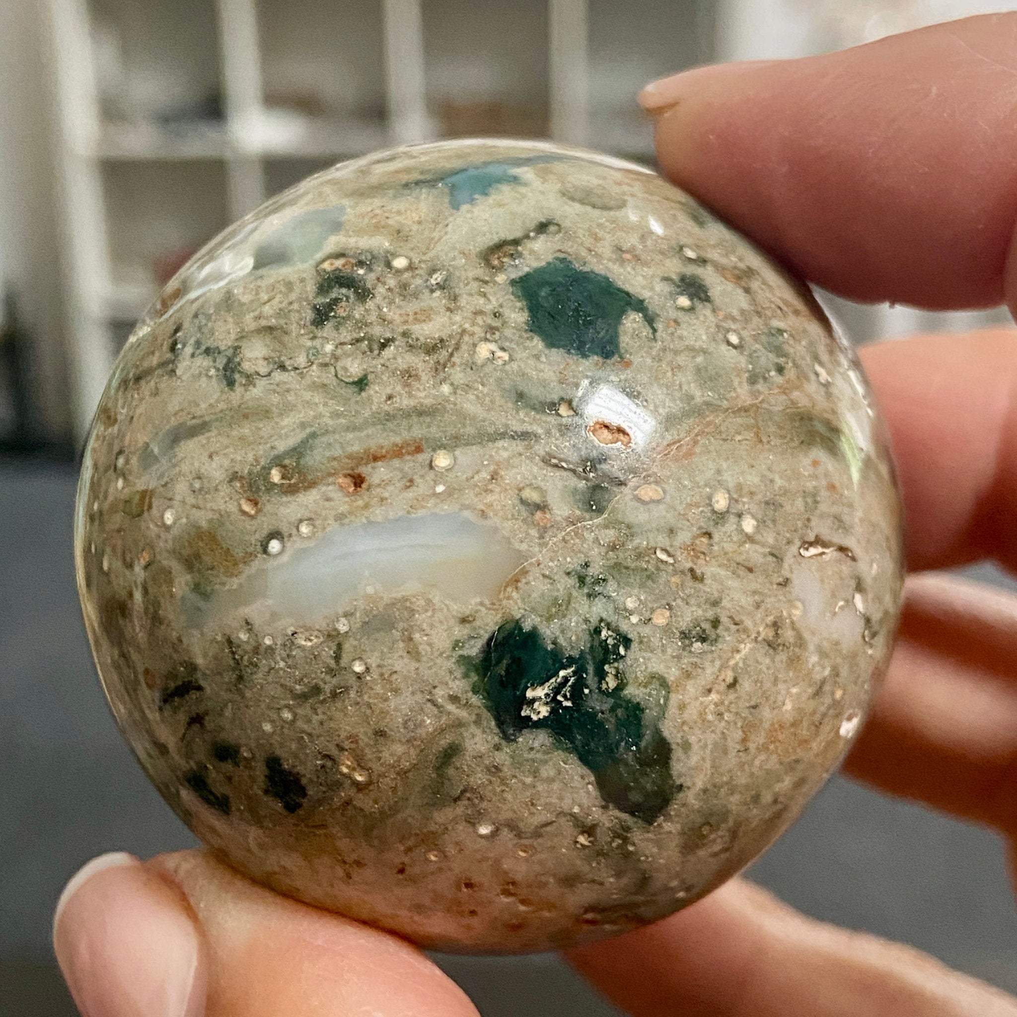 Vein 2 Ocean Jasper Sphere - Madagascar