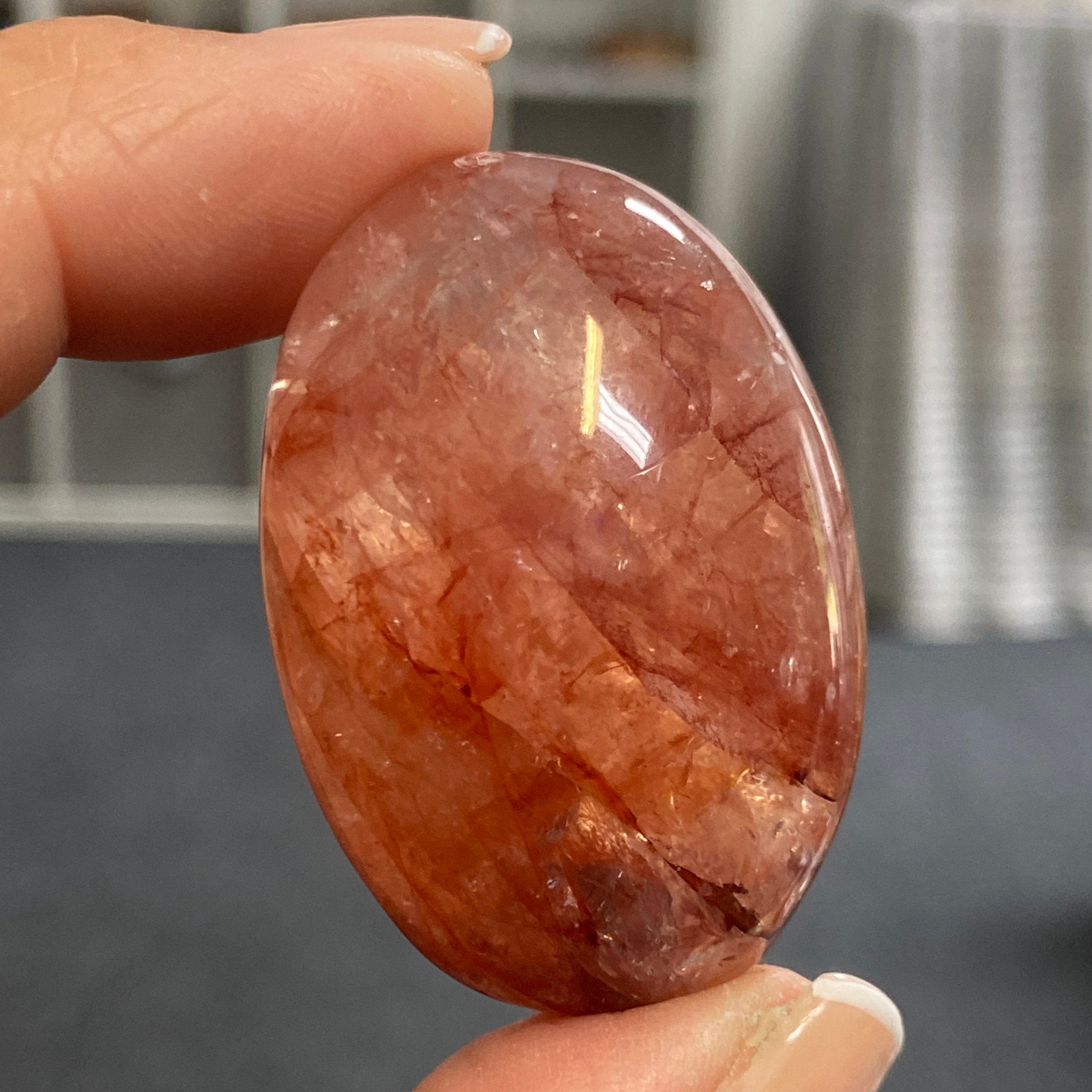 Fire Quartz Palmstone - Madagascar