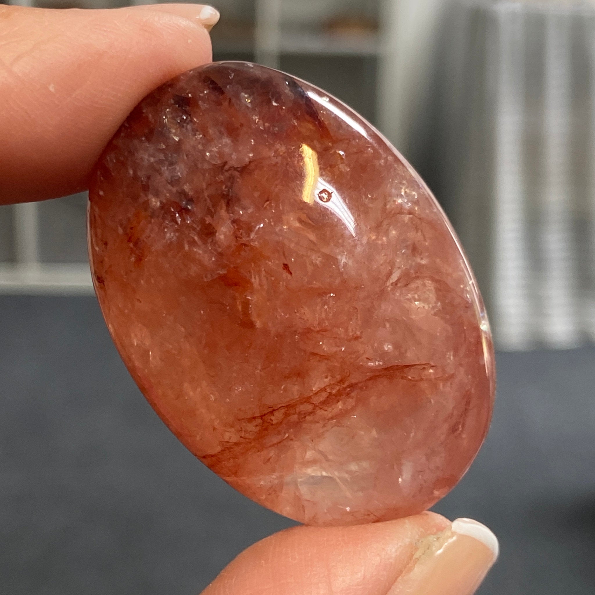 Fire Quartz Palmstone - Madagascar