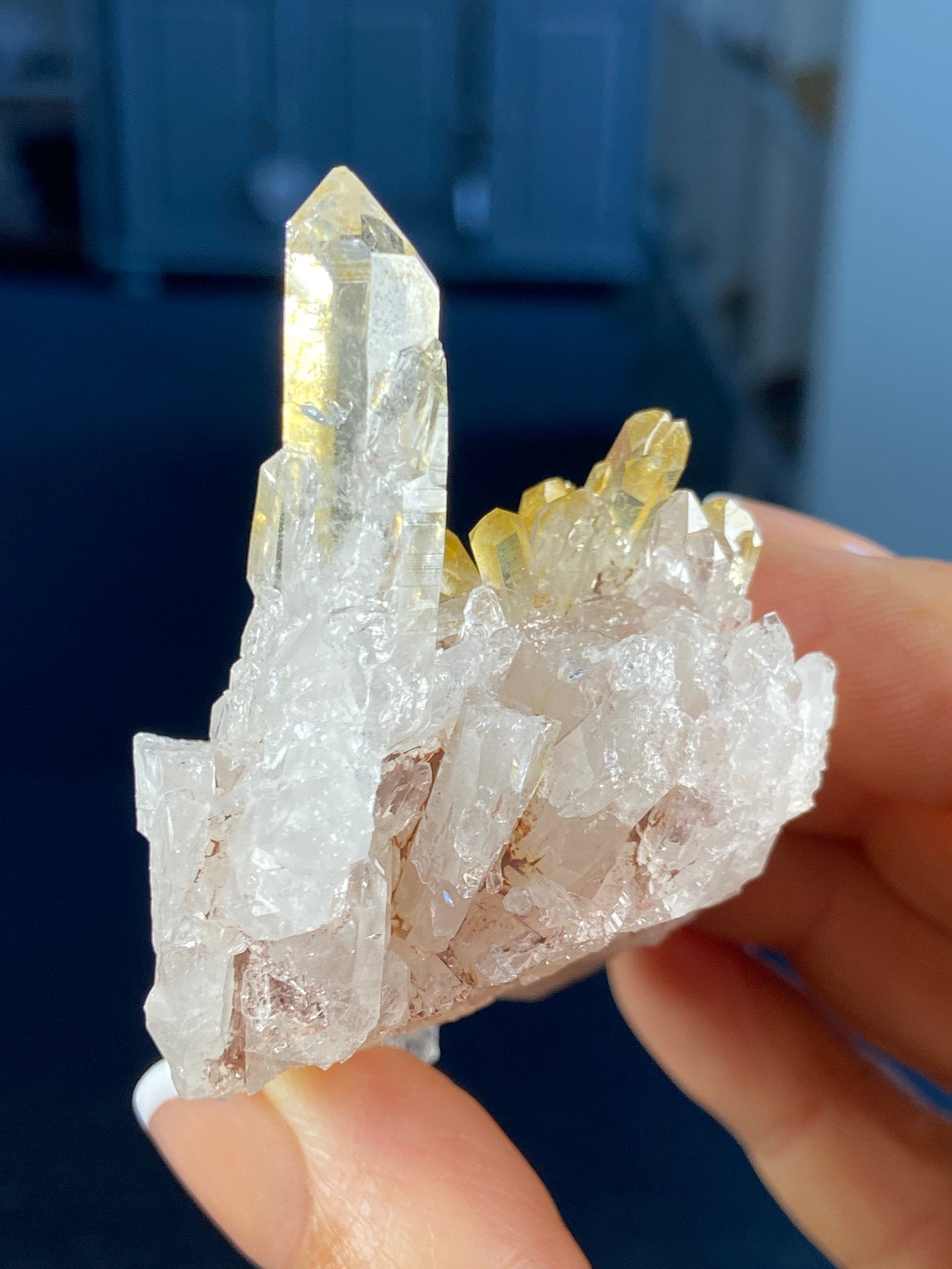 Sacred Pink & Golden Healer Lemurian Quartz Cluster
