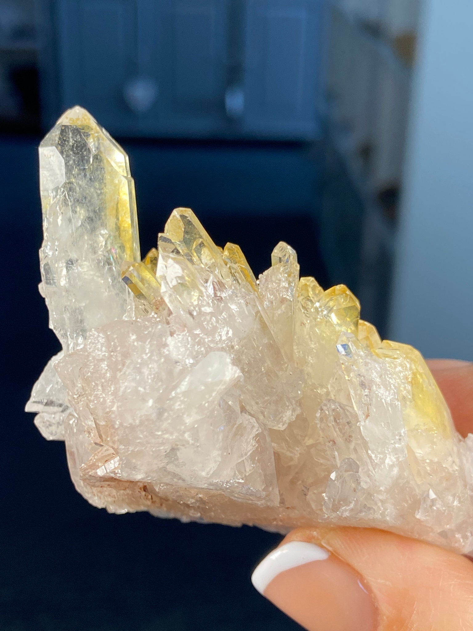Sacred Pink & Golden Healer Lemurian Quartz Cluster
