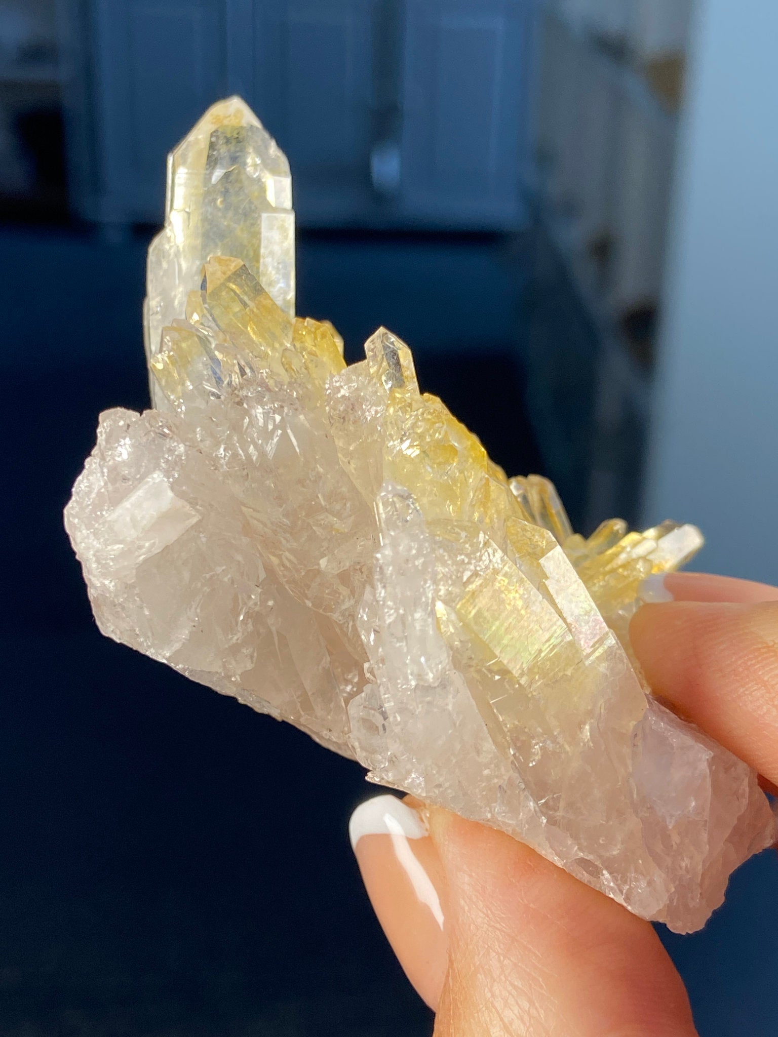 Sacred Pink & Golden Healer Lemurian Quartz Cluster