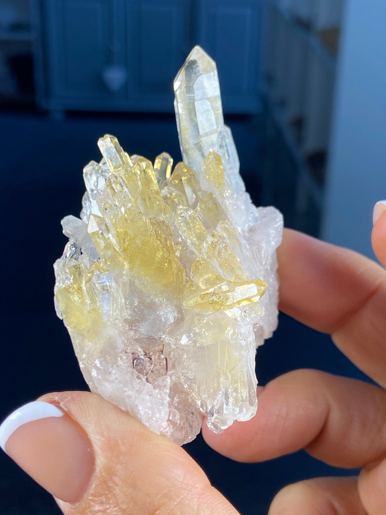Sacred Pink & Golden Healer Lemurian Quartz Cluster