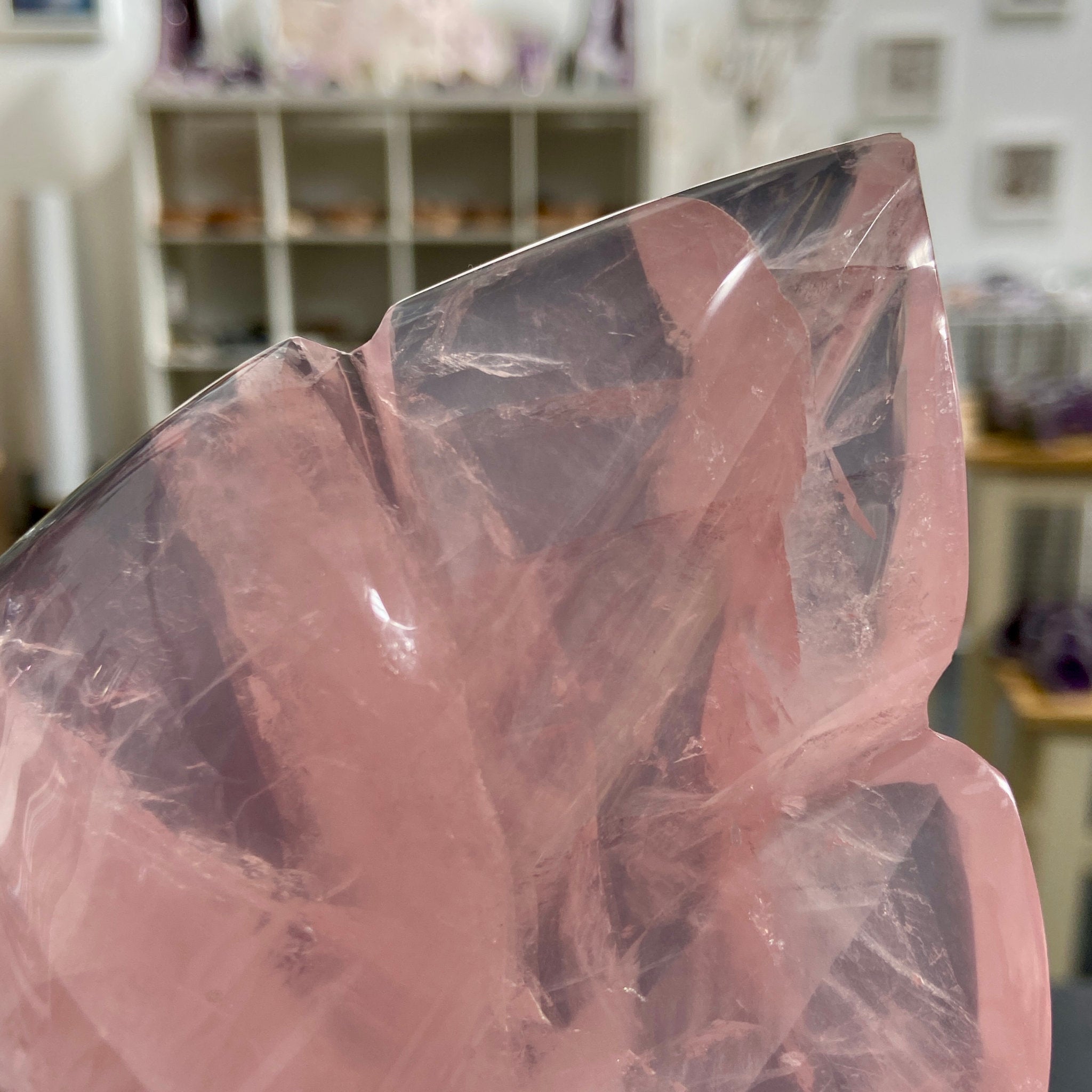 Rose Quartz Leaf Carving – Brazil