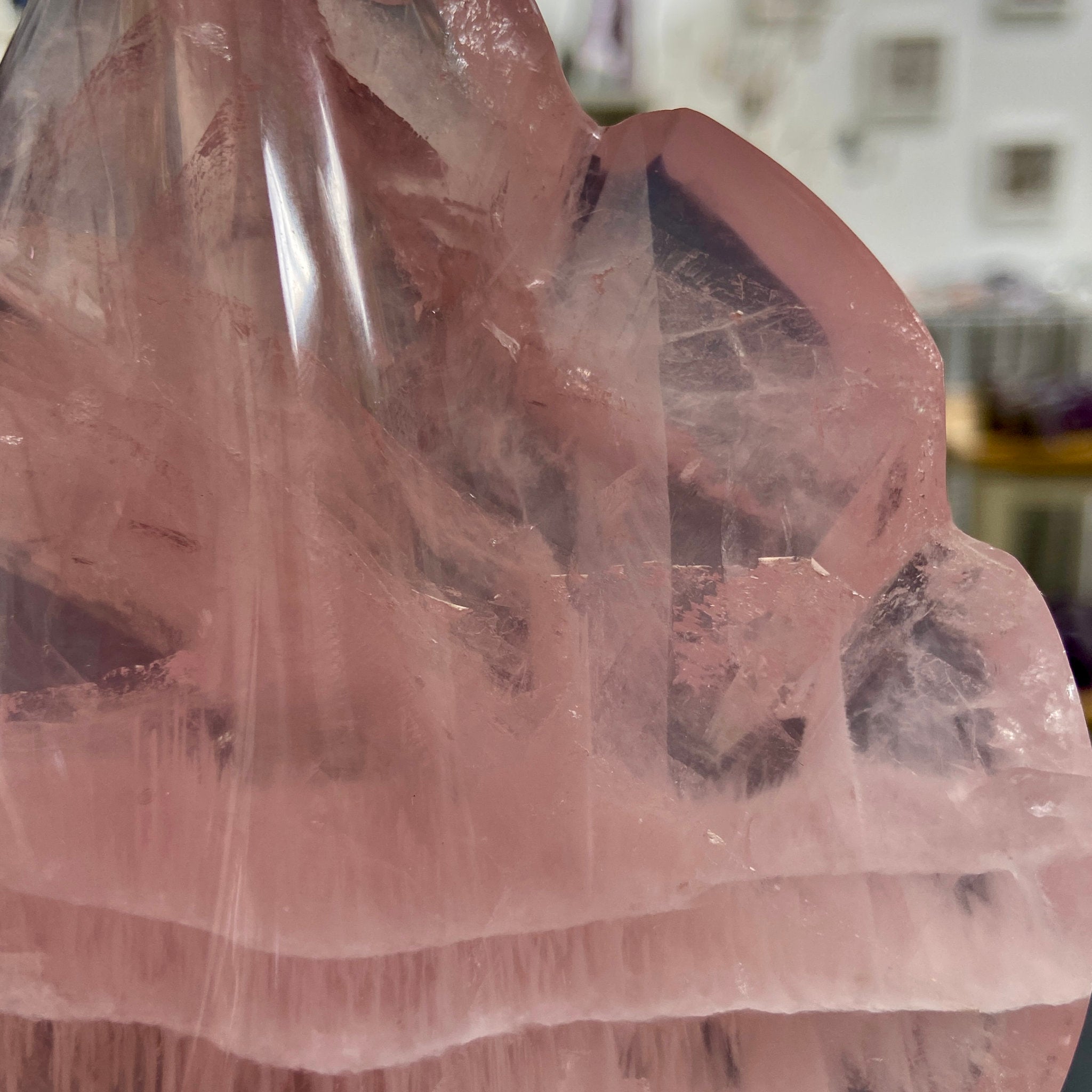 Rose Quartz Leaf Carving – Brazil