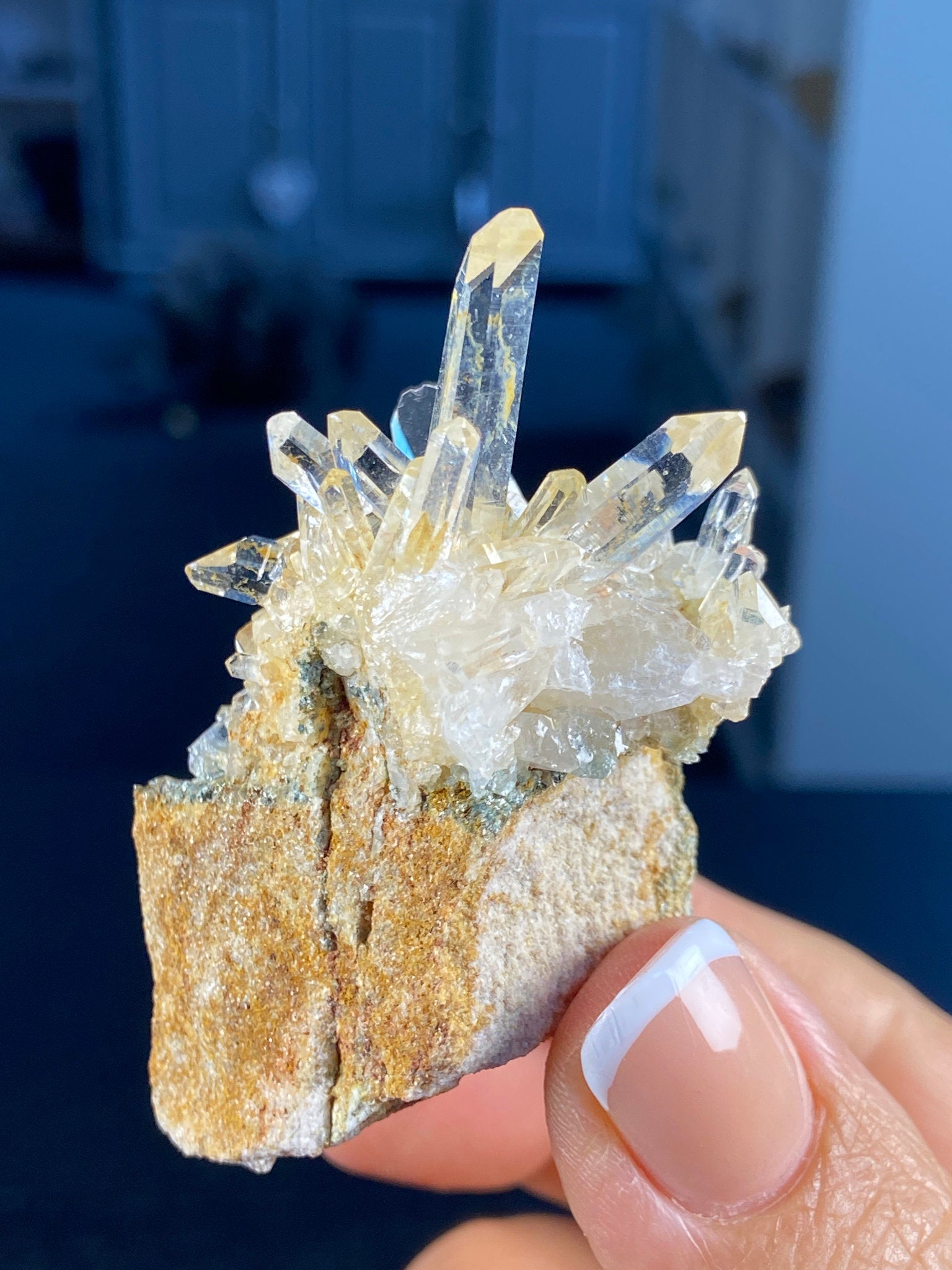 Golden Healer Lemurian Quartz Starburst on Matrix with Fuchsite