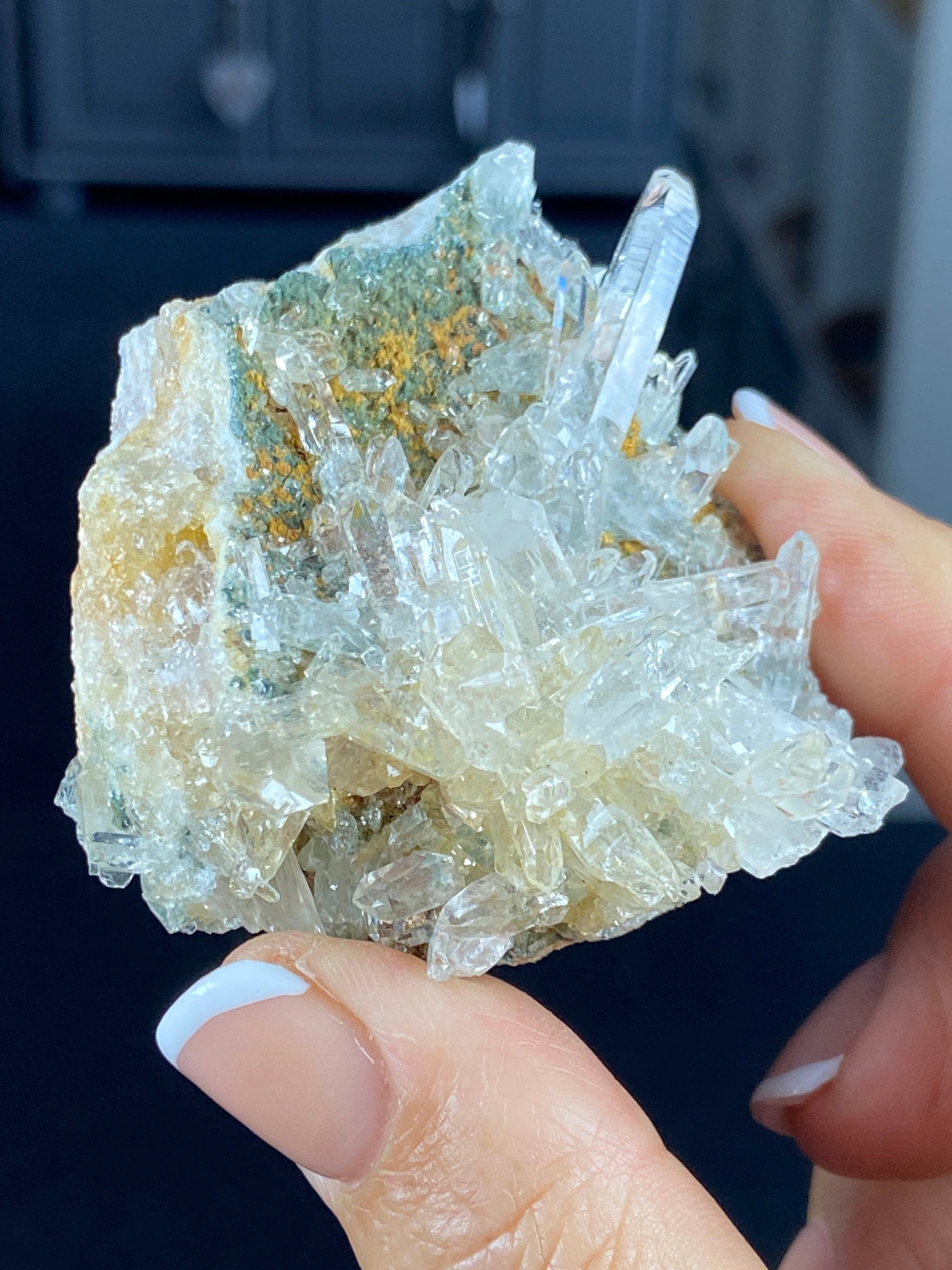 Golden Healer Lemurian Quartz Cluster with Limonite & Fuchsite