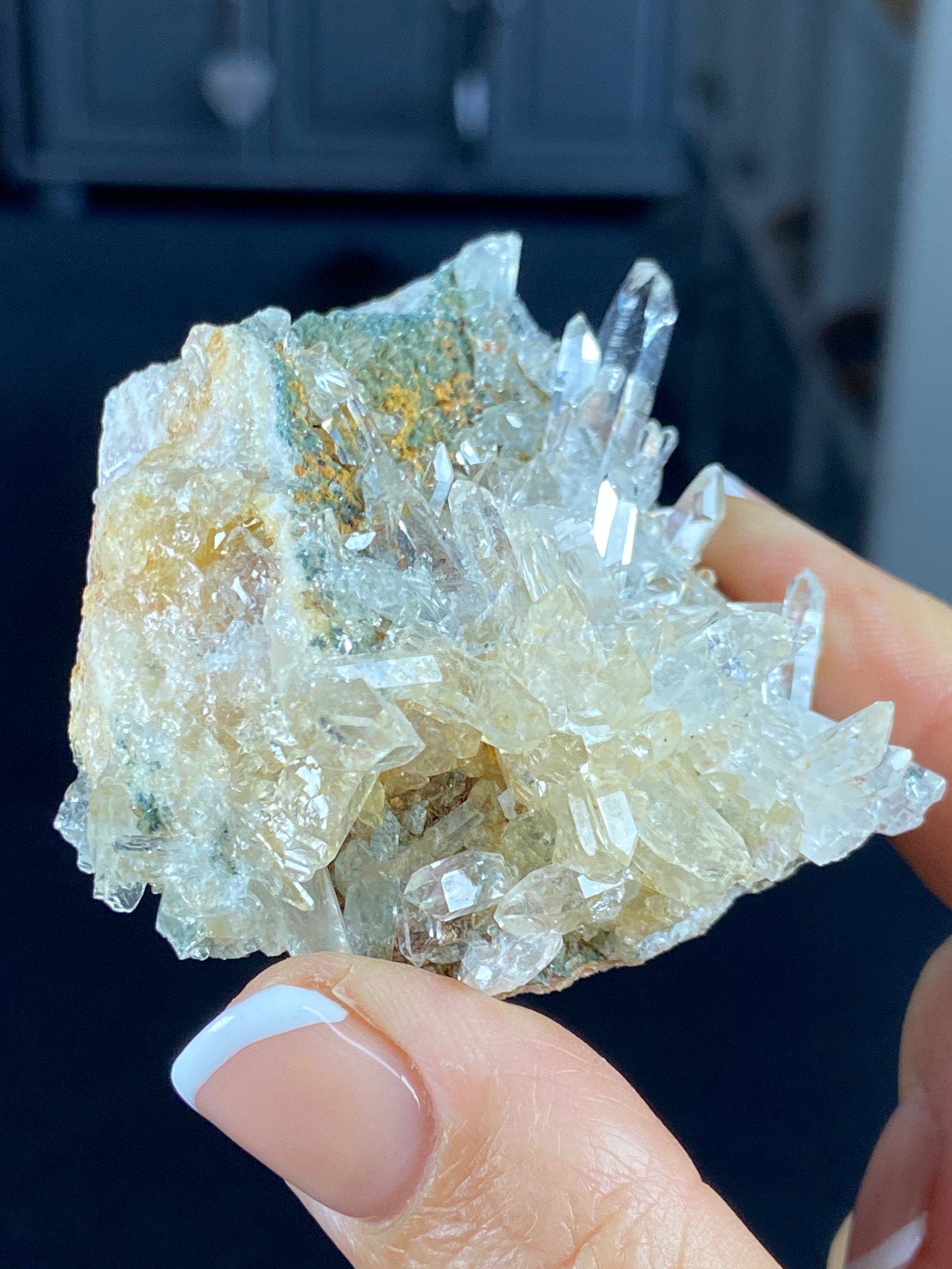 Golden Healer Lemurian Quartz Cluster with Limonite & Fuchsite