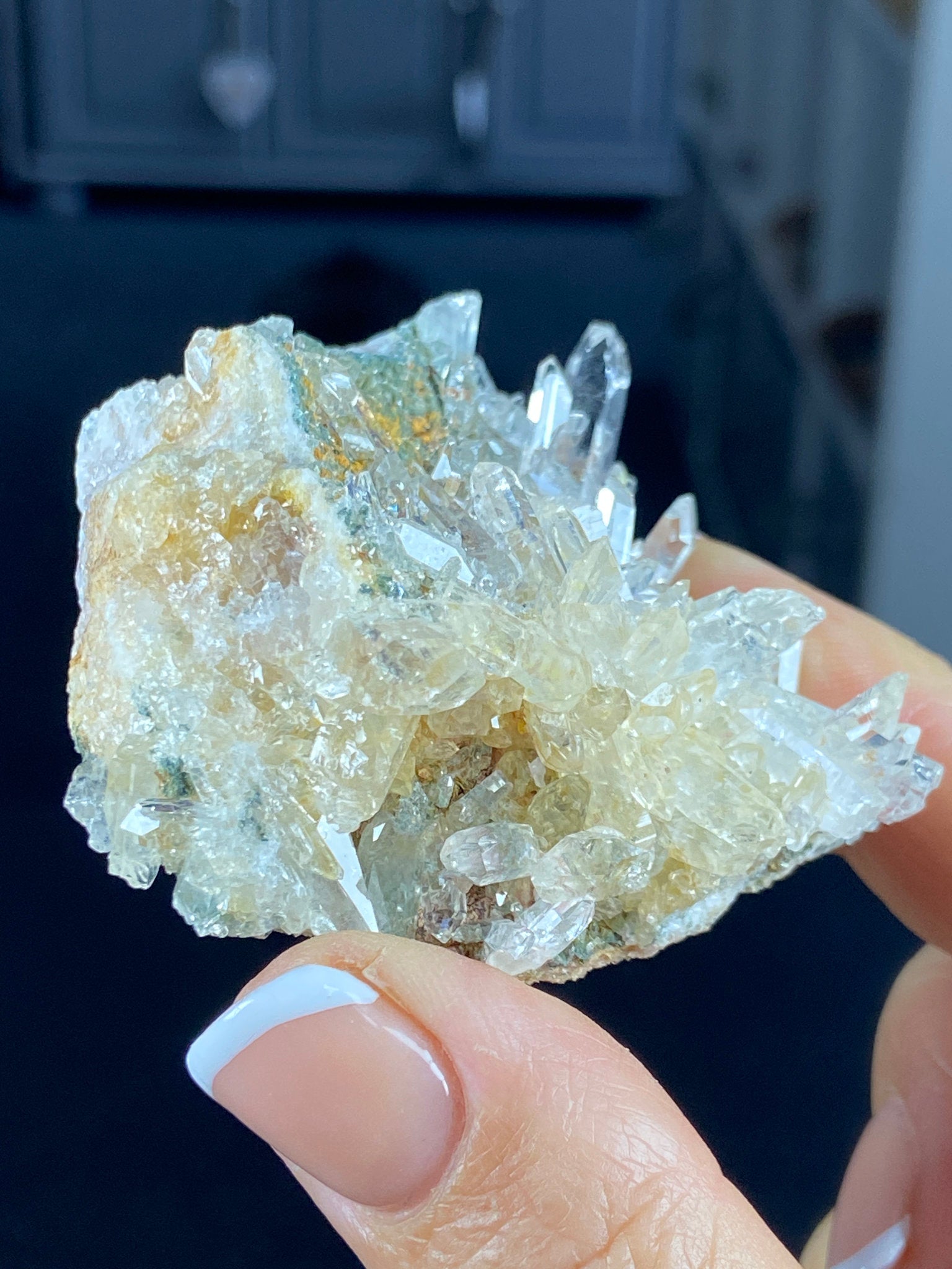 Golden Healer Lemurian Quartz Cluster with Limonite & Fuchsite