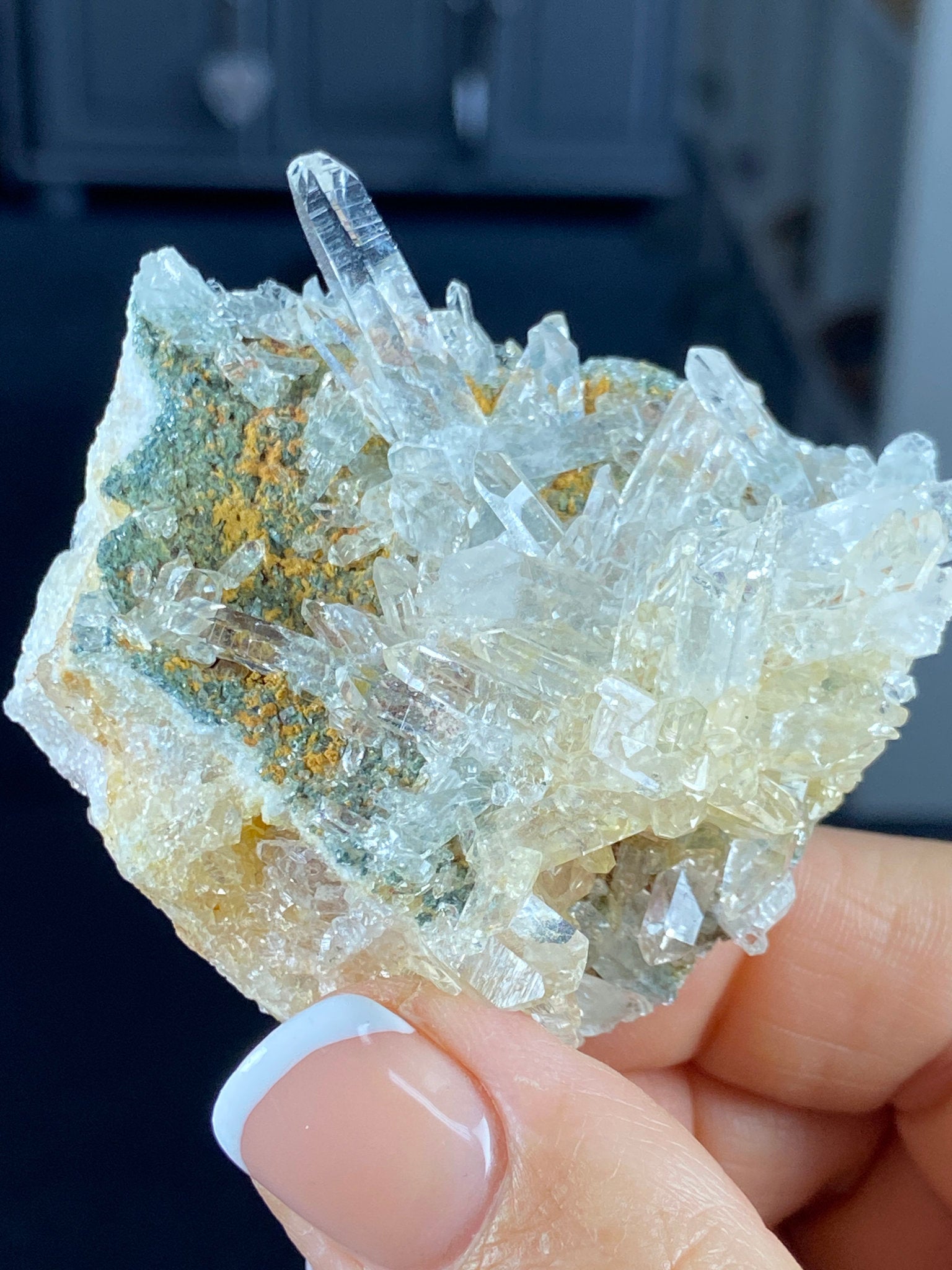 Golden Healer Lemurian Quartz Cluster with Limonite & Fuchsite