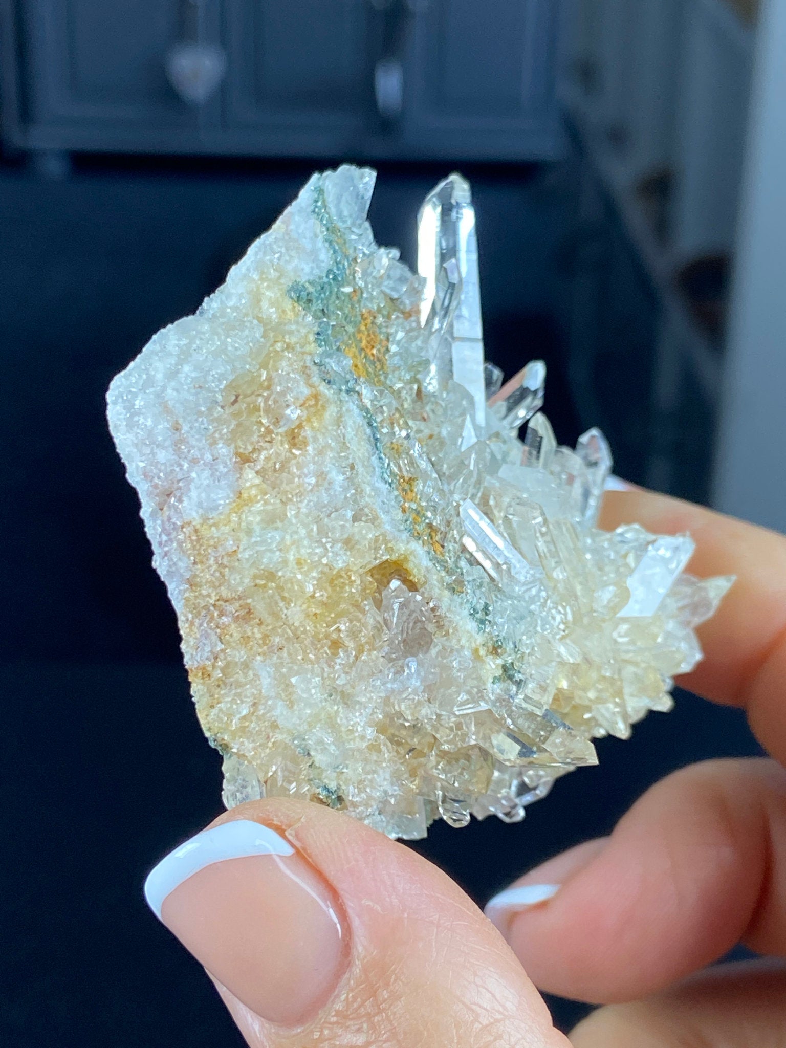 Golden Healer Lemurian Quartz Cluster with Limonite & Fuchsite