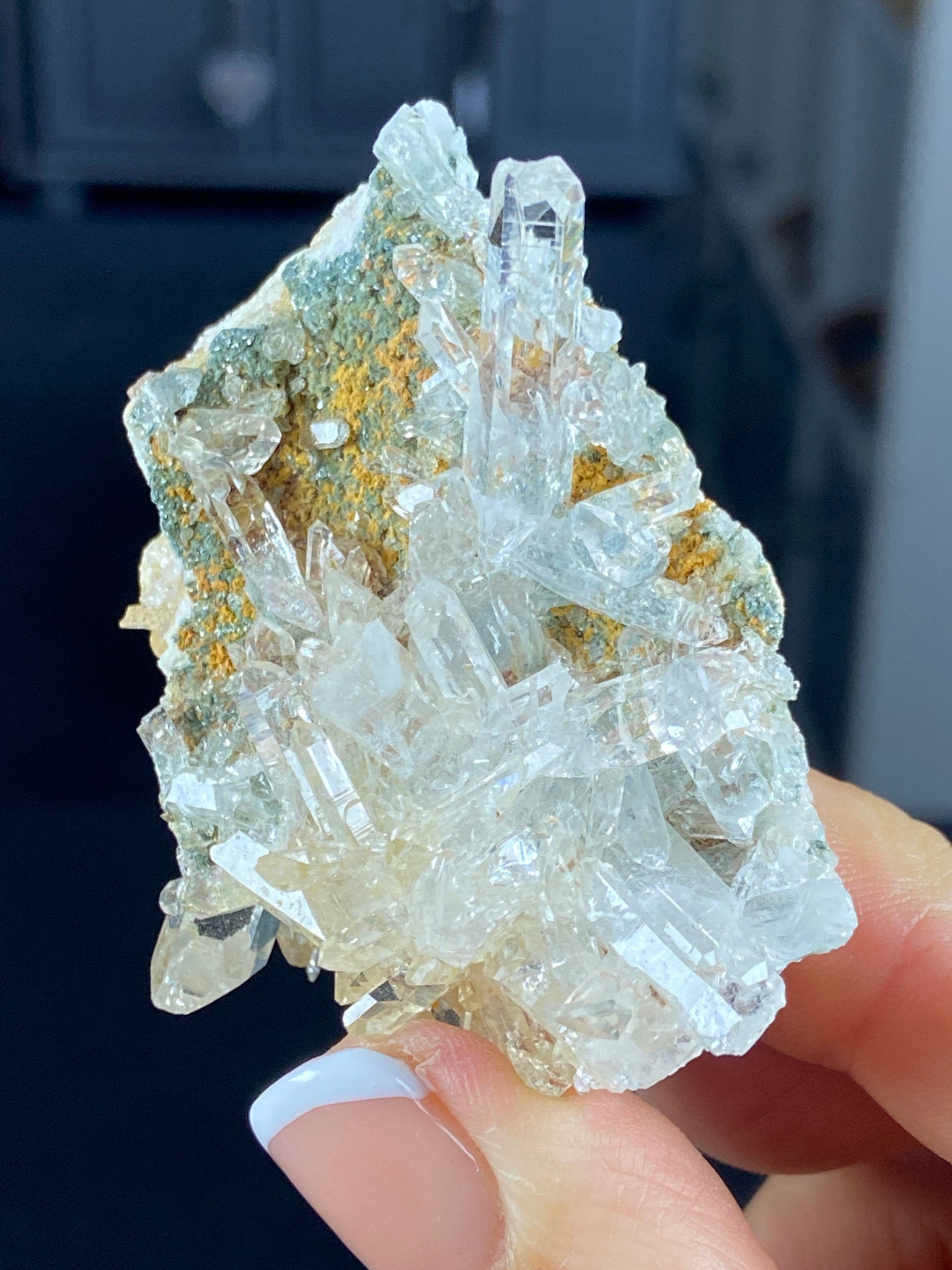 Golden Healer Lemurian Quartz Cluster with Limonite & Fuchsite