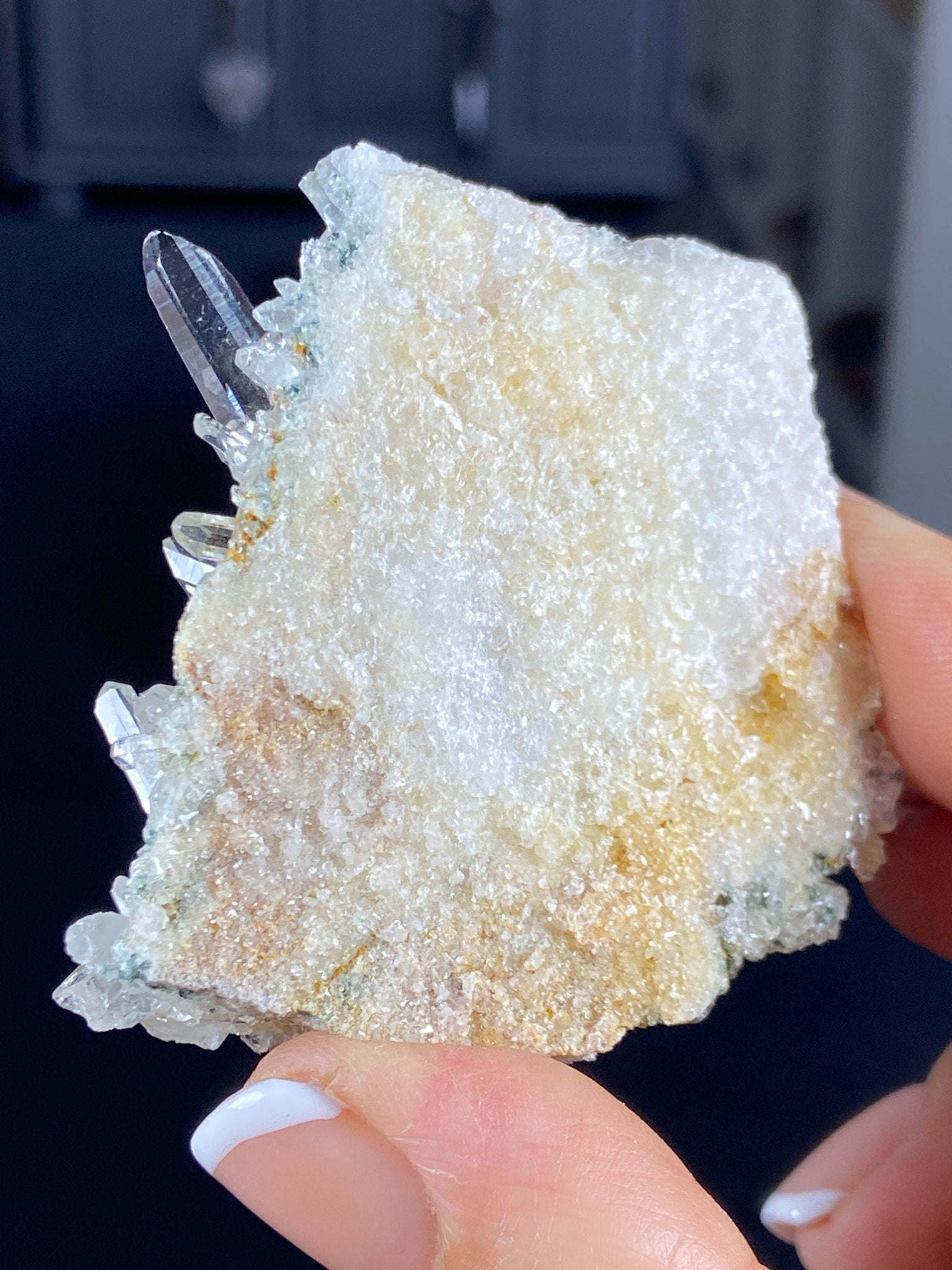 Golden Healer Lemurian Quartz Cluster with Limonite & Fuchsite