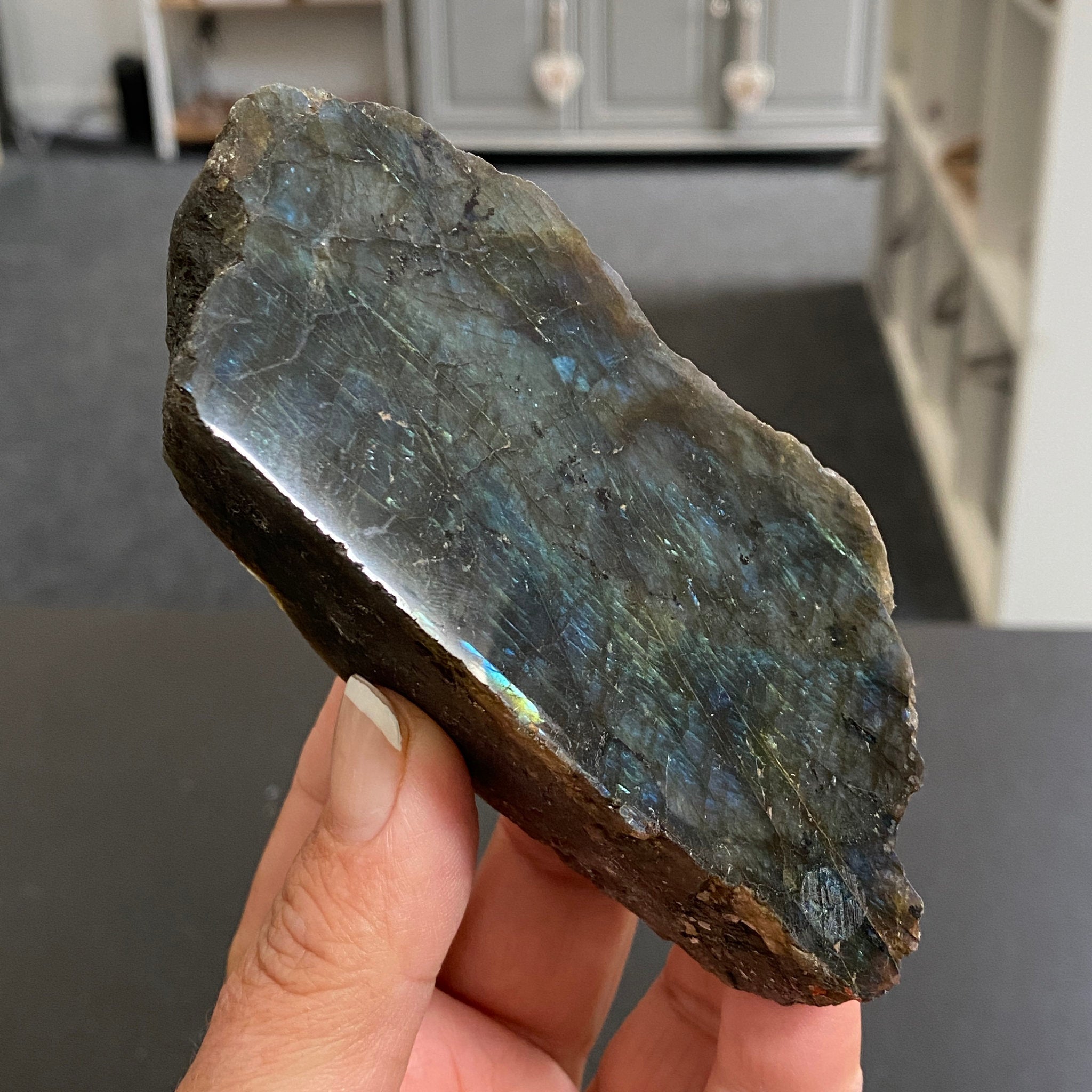 🦋 Madagascan ‘Papillon’ Labradorite Freeform – Part Polished