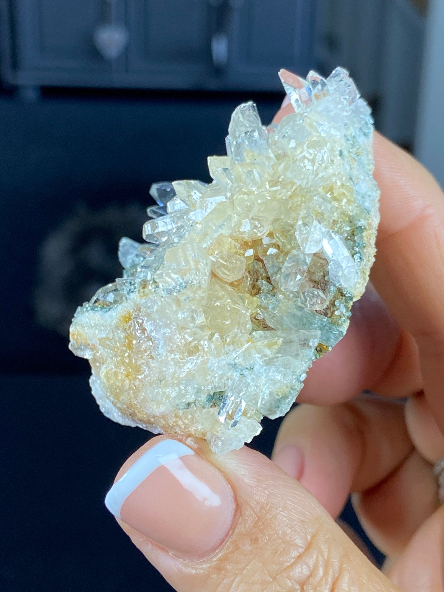 Golden Healer Lemurian Quartz Cluster with Limonite & Fuchsite