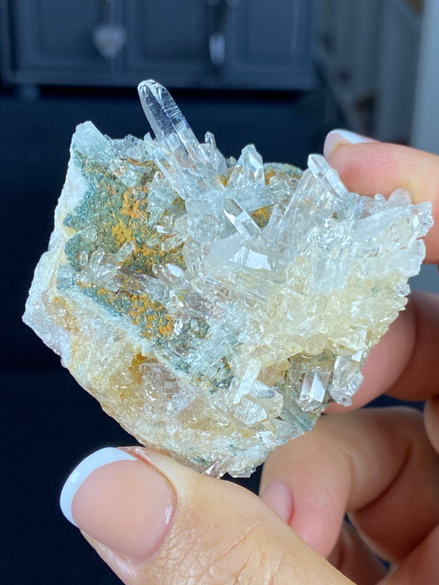 Golden Healer Lemurian Quartz Cluster with Limonite & Fuchsite