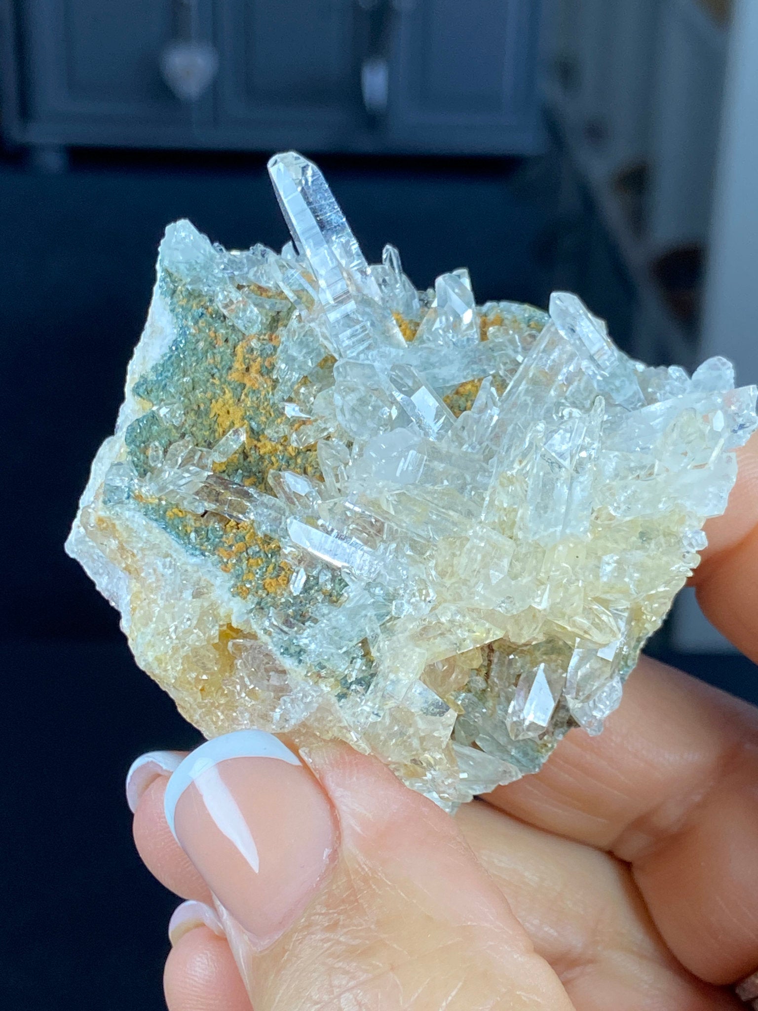 Golden Healer Lemurian Quartz Cluster with Limonite & Fuchsite