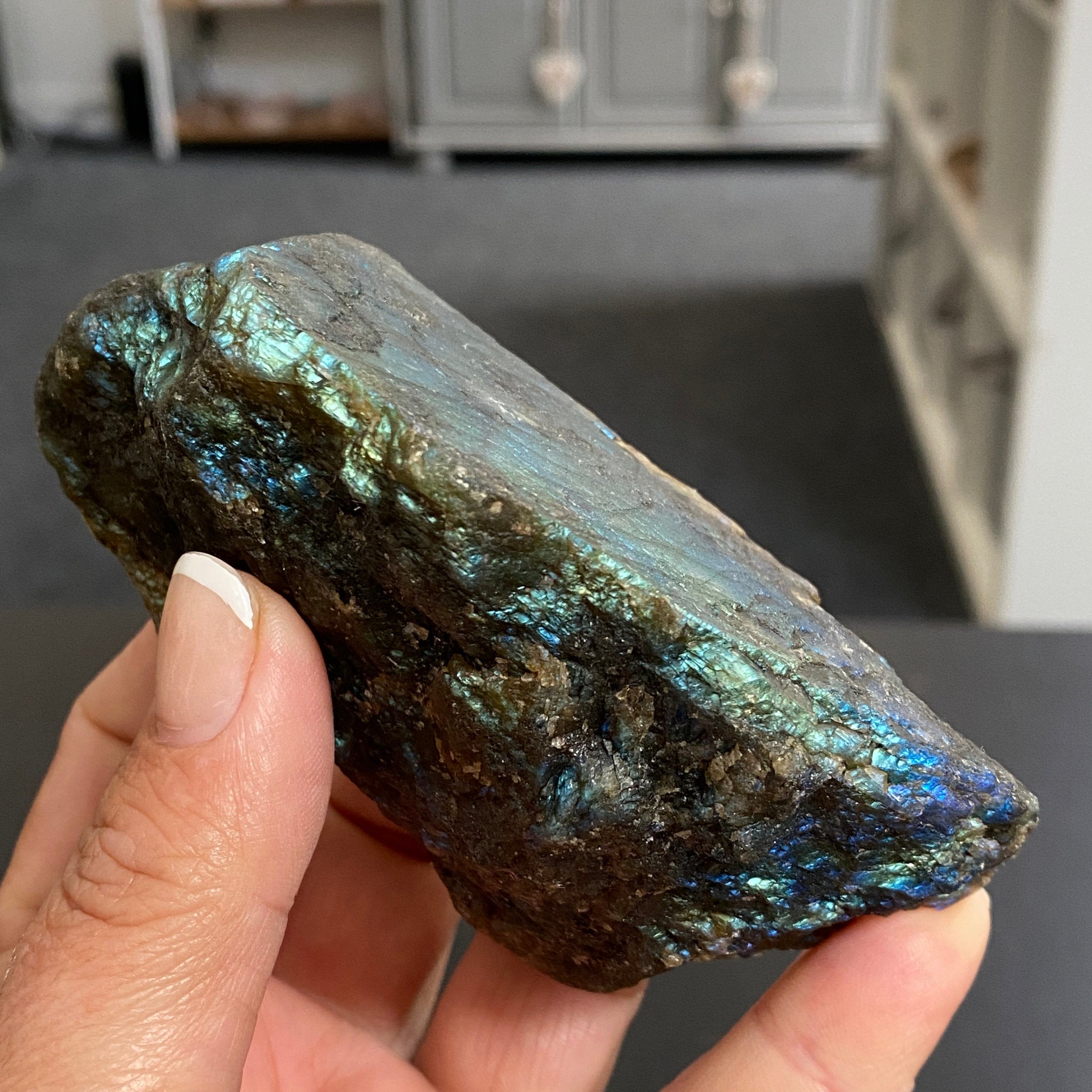 🦋 Madagascan ‘Papillon’ Labradorite Freeform – Part Polished