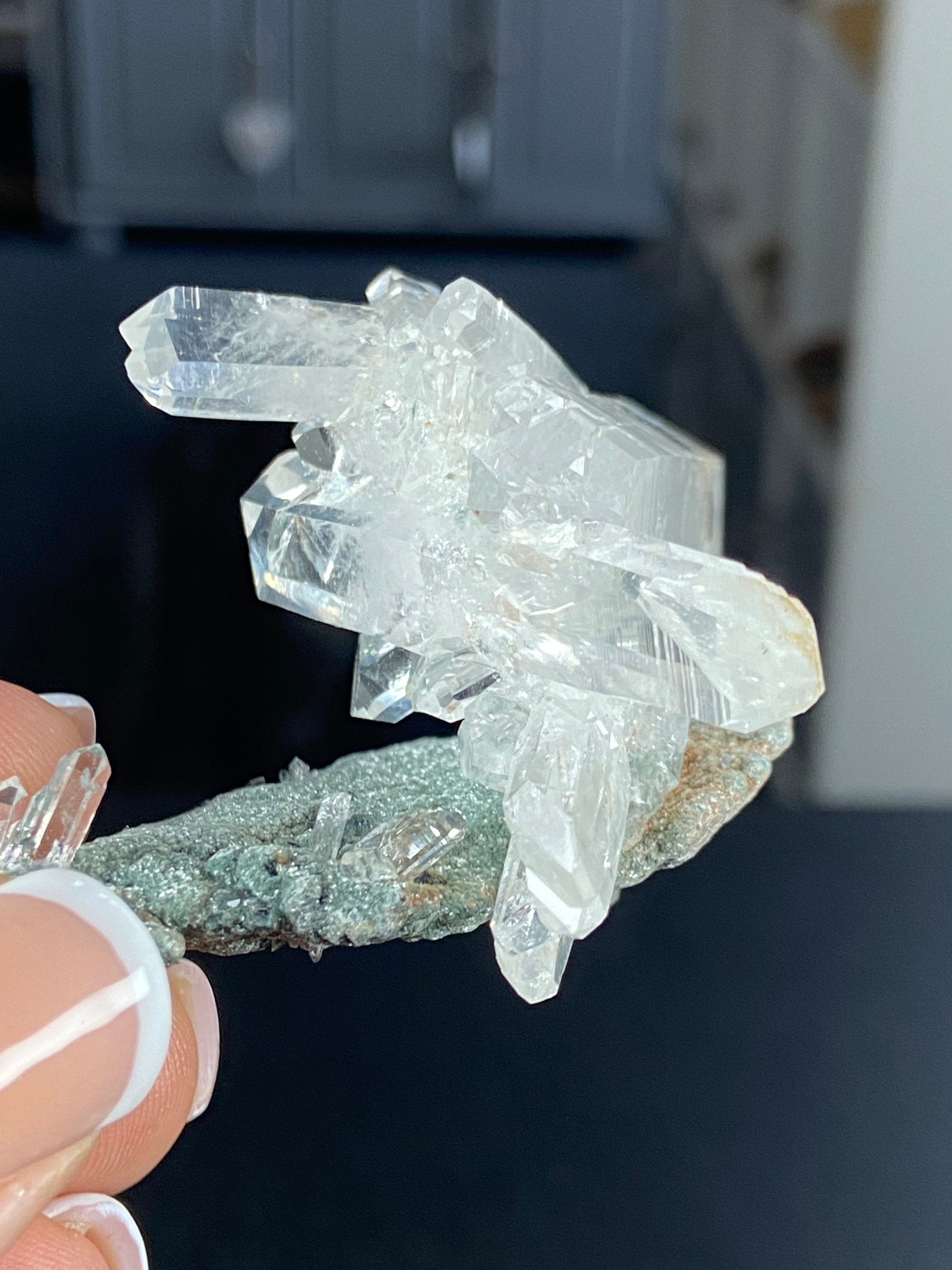 Sacred Lemurian Quartz Starburst Cluster on Fuchsite Matrix