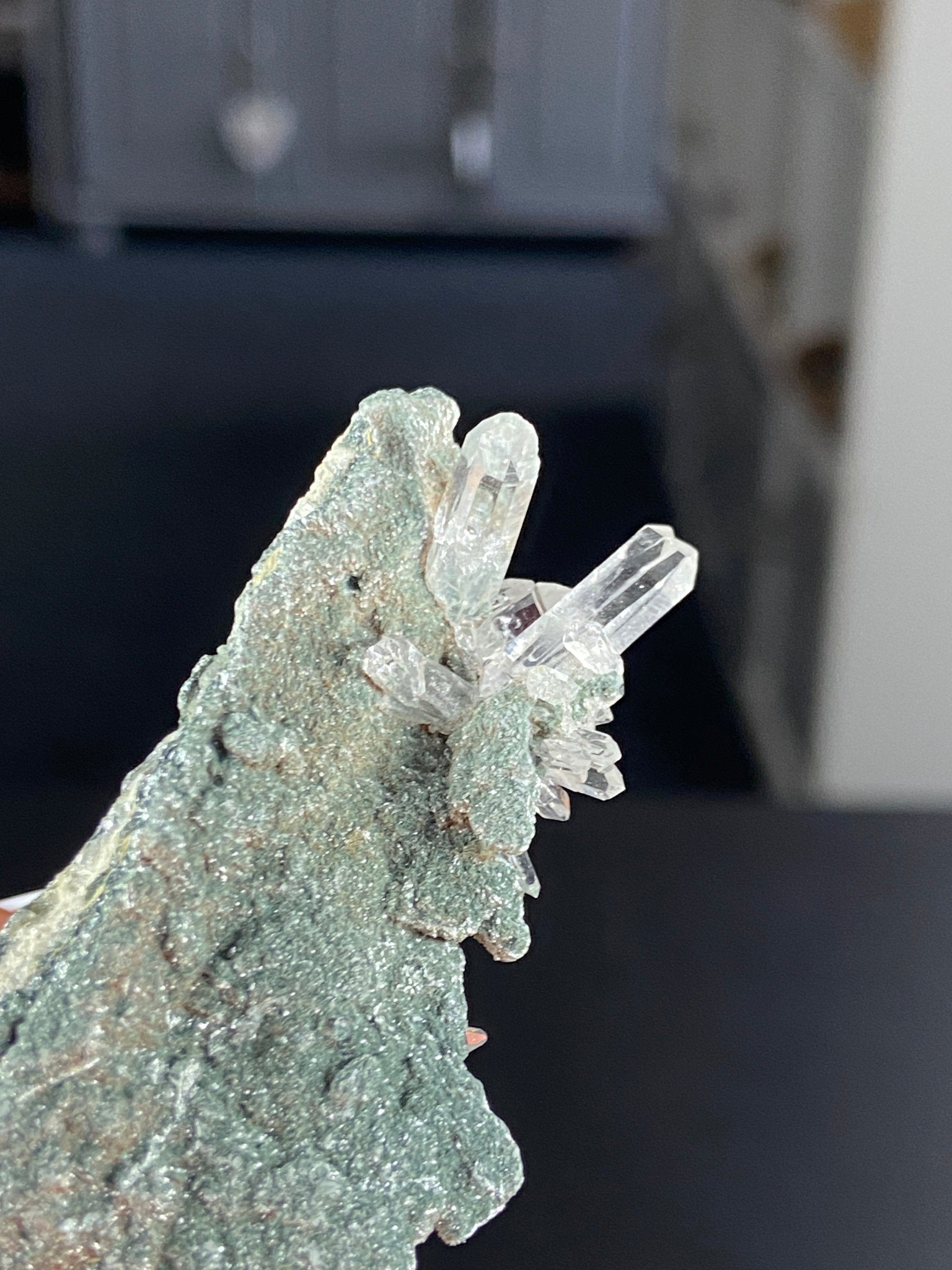 Sacred Lemurian Quartz Starburst Cluster on Fuchsite Matrix