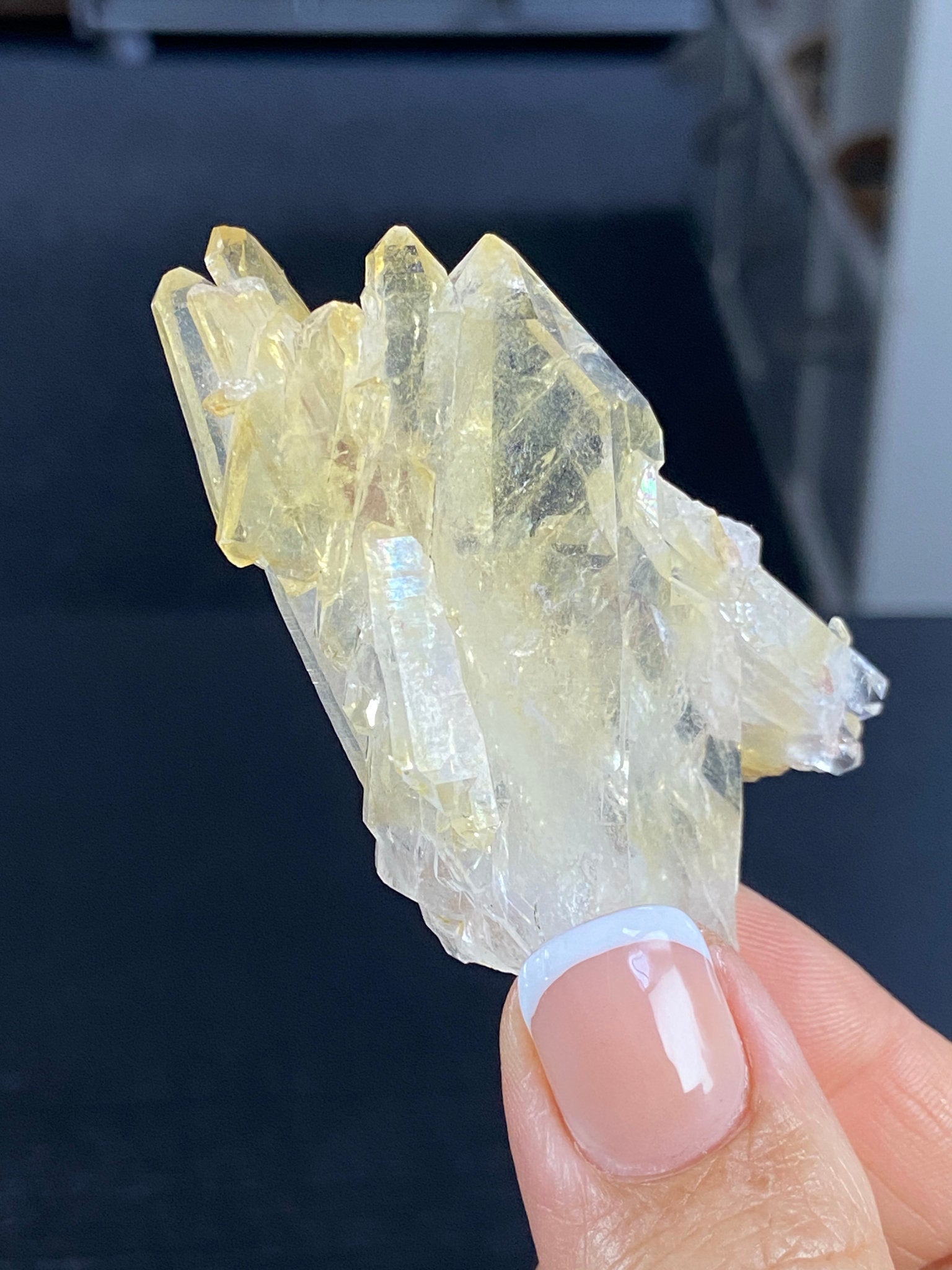 RARE Golden Healer Aura Lemurian Quartz Cluster with Tabby Formation